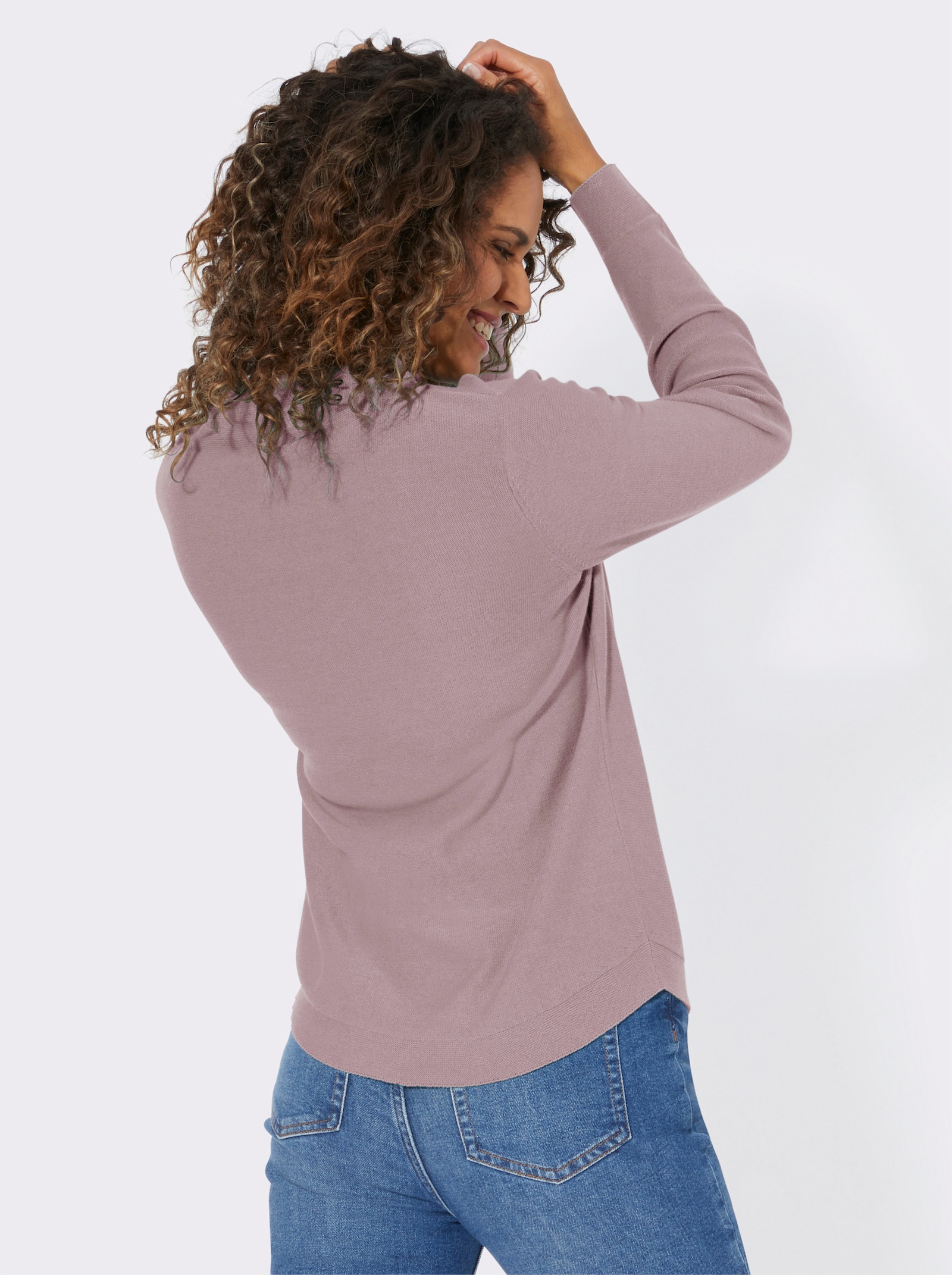 Langarm-Pullover aus reiner Baumwolle - mauve