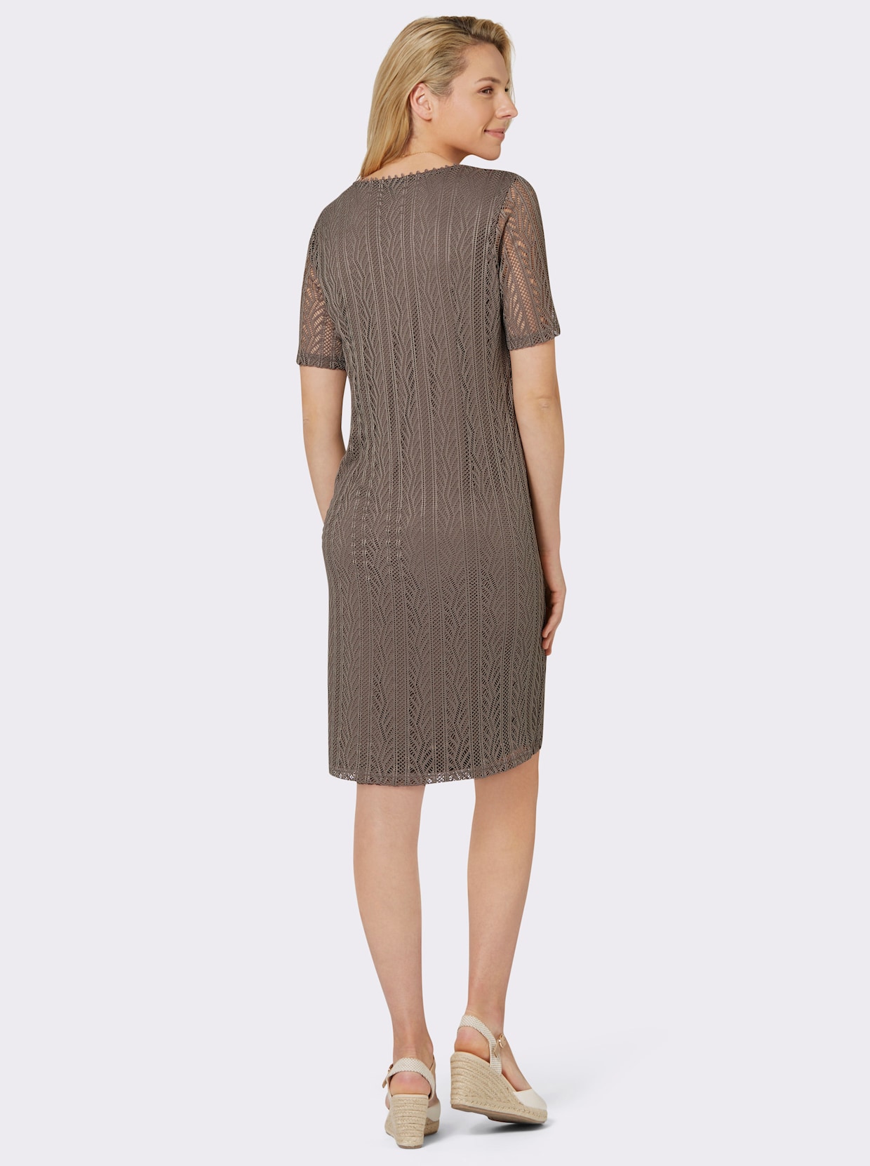 Spitzen-Kleid - taupe