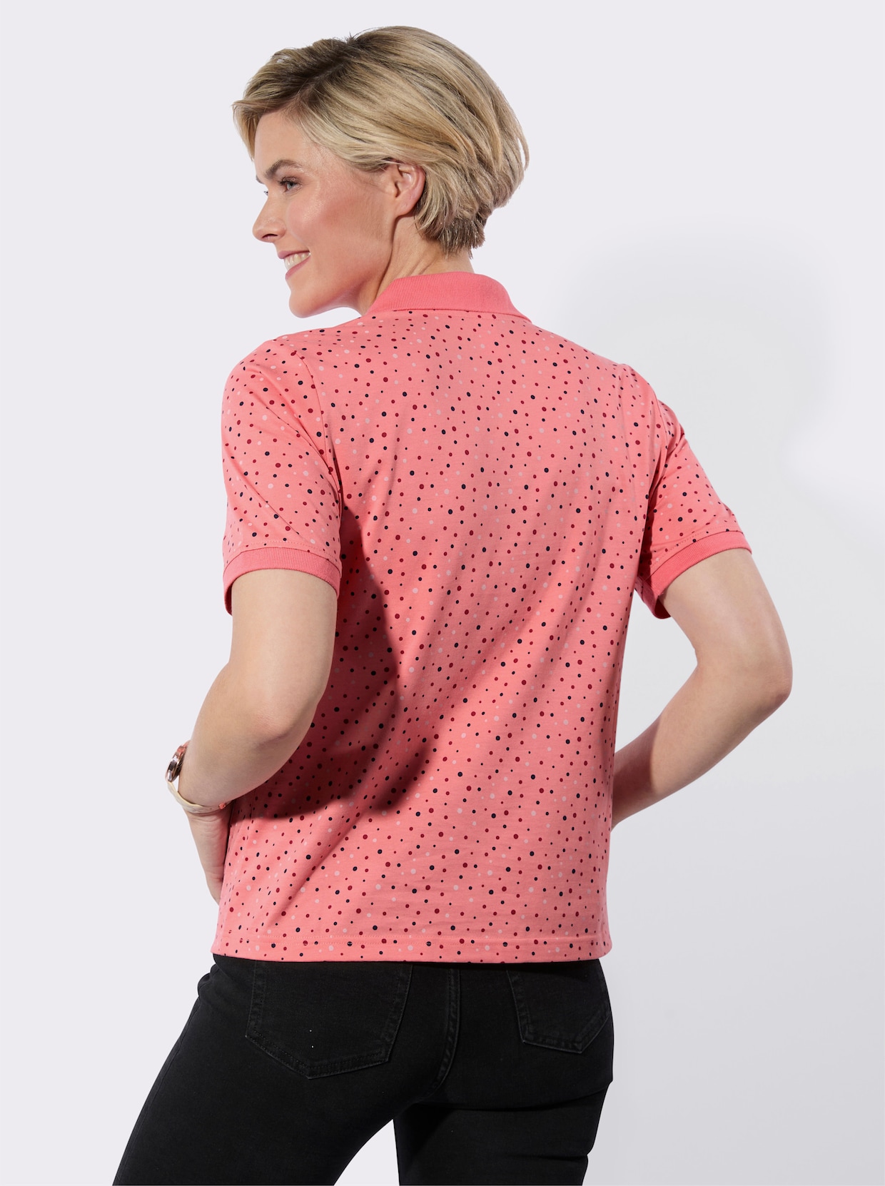 Poloshirt - flamingo-dunkelrot-getupft