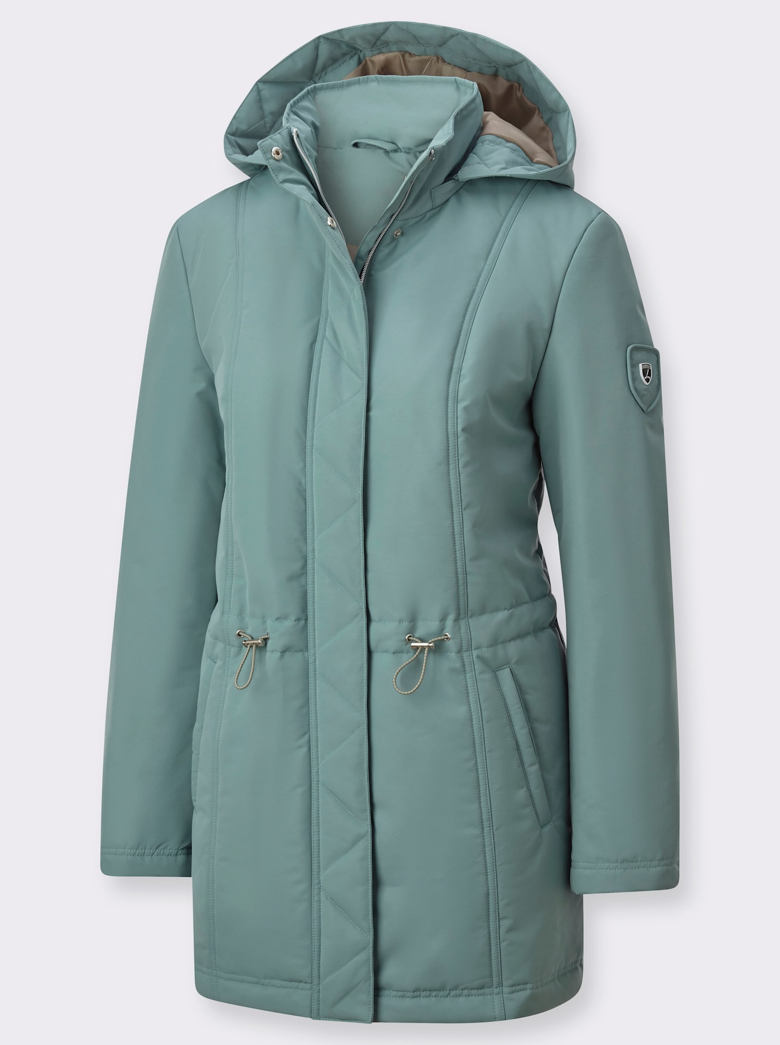 Outdoorjack met tunnelkoord in de taille - jade