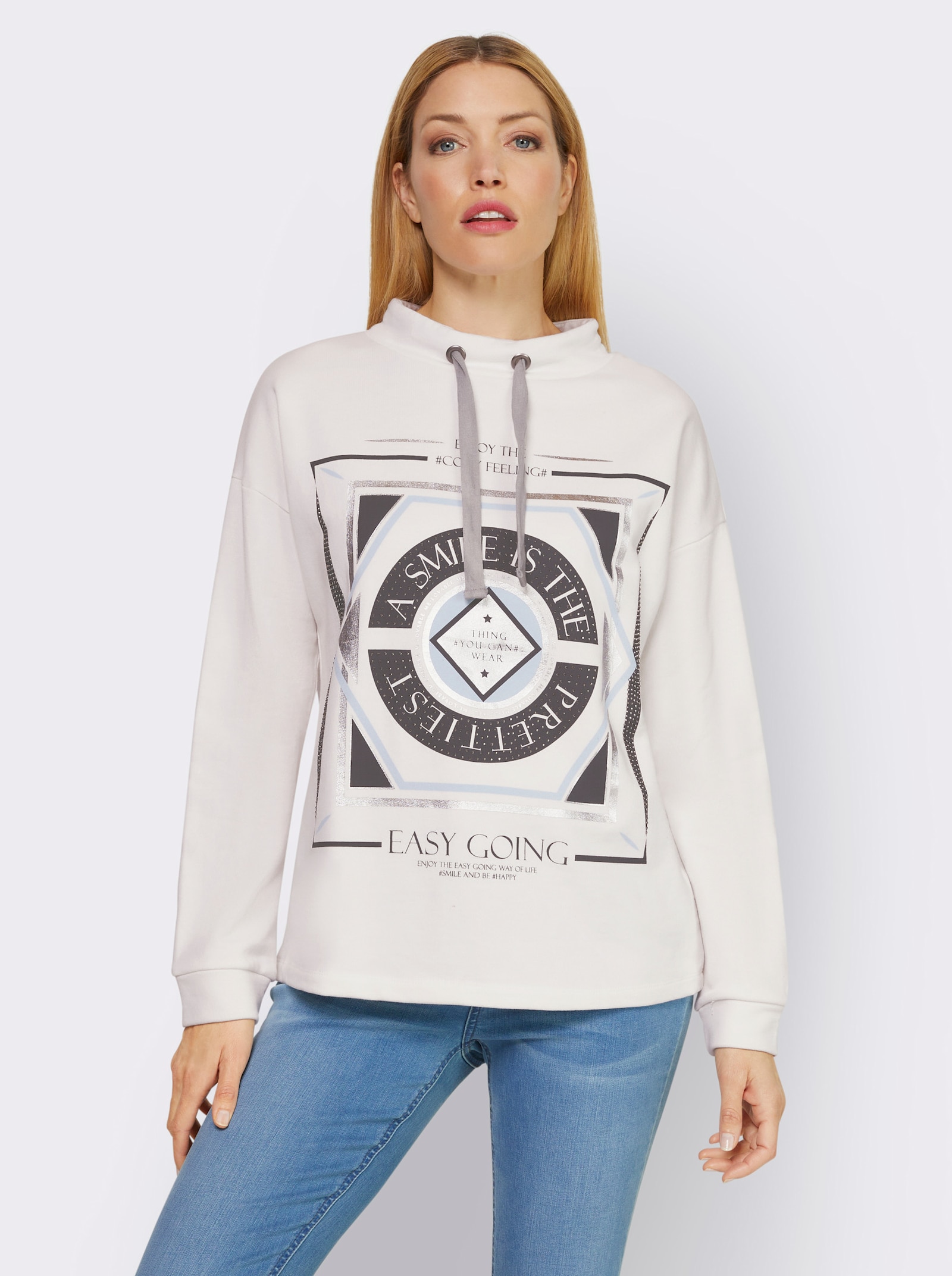 heine Sweatshirt mit platziertem Druck - ecru