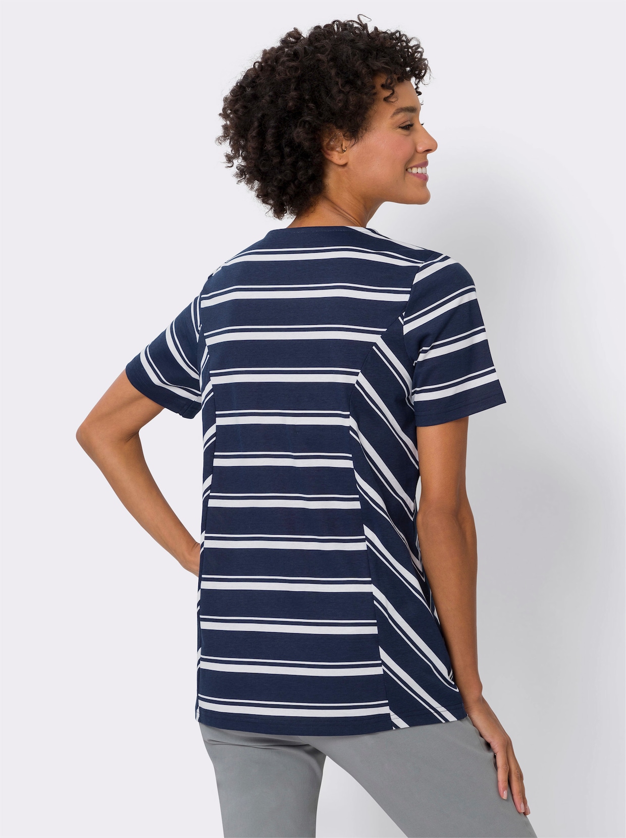 Lang shirt - marine/wit gestreept