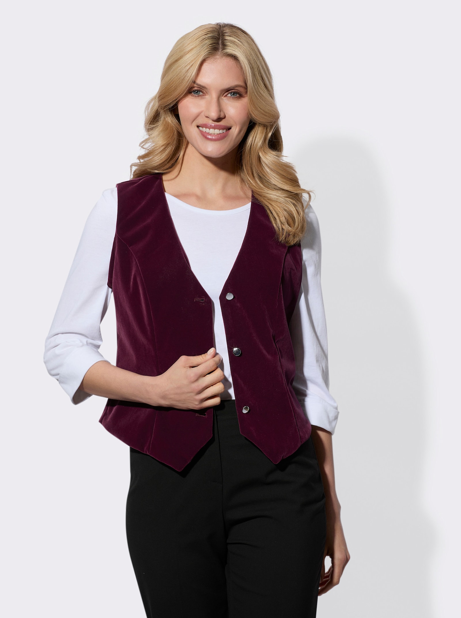 Weste mit silberfarbigen Knöpfen - burgund