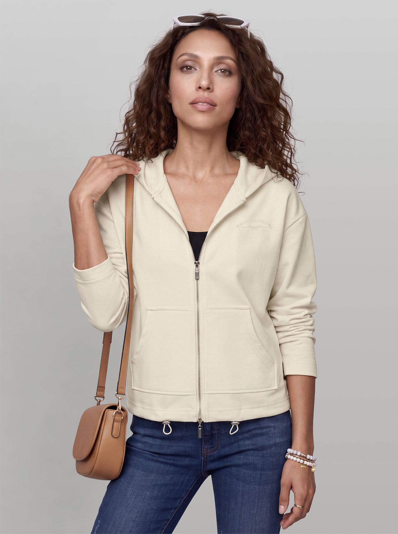 heine Sweatjacke mit Kapuze - champagner