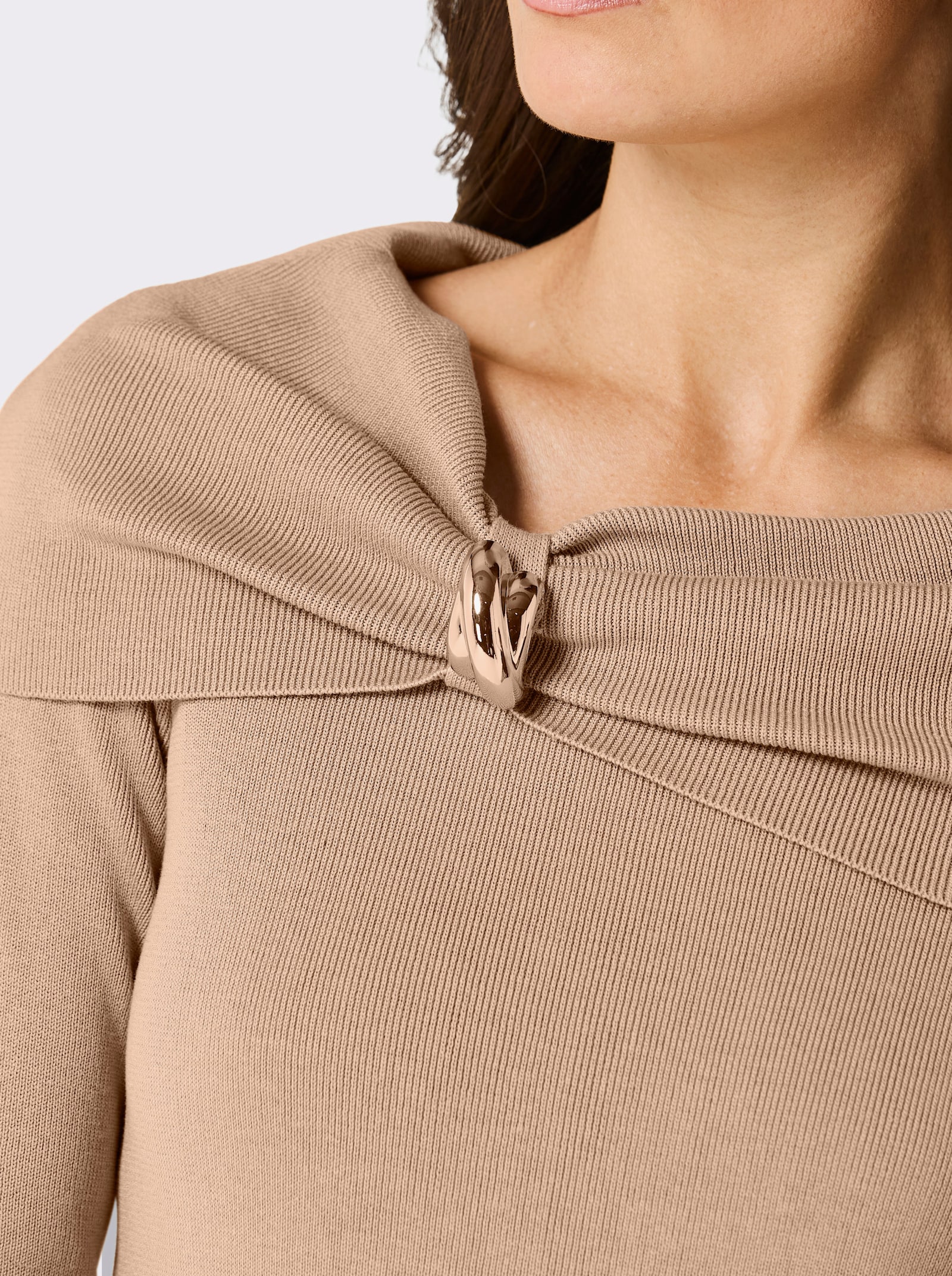 CREATION L PREMIUM Carmenpullover im hochwertigen Seiden-Mix - beige