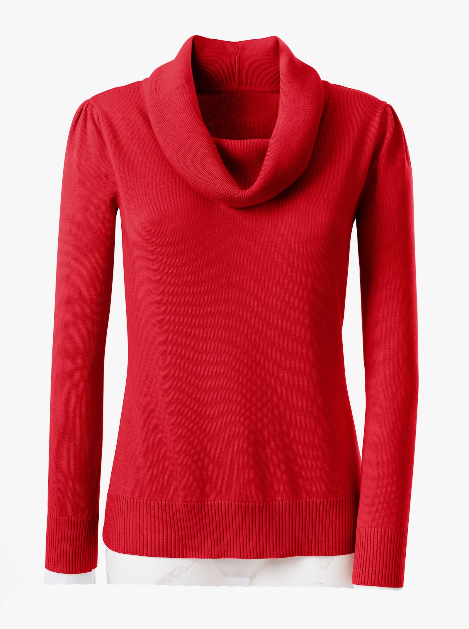 Wasserfallpullover im Baumwoll-Viskose-Mix - rot