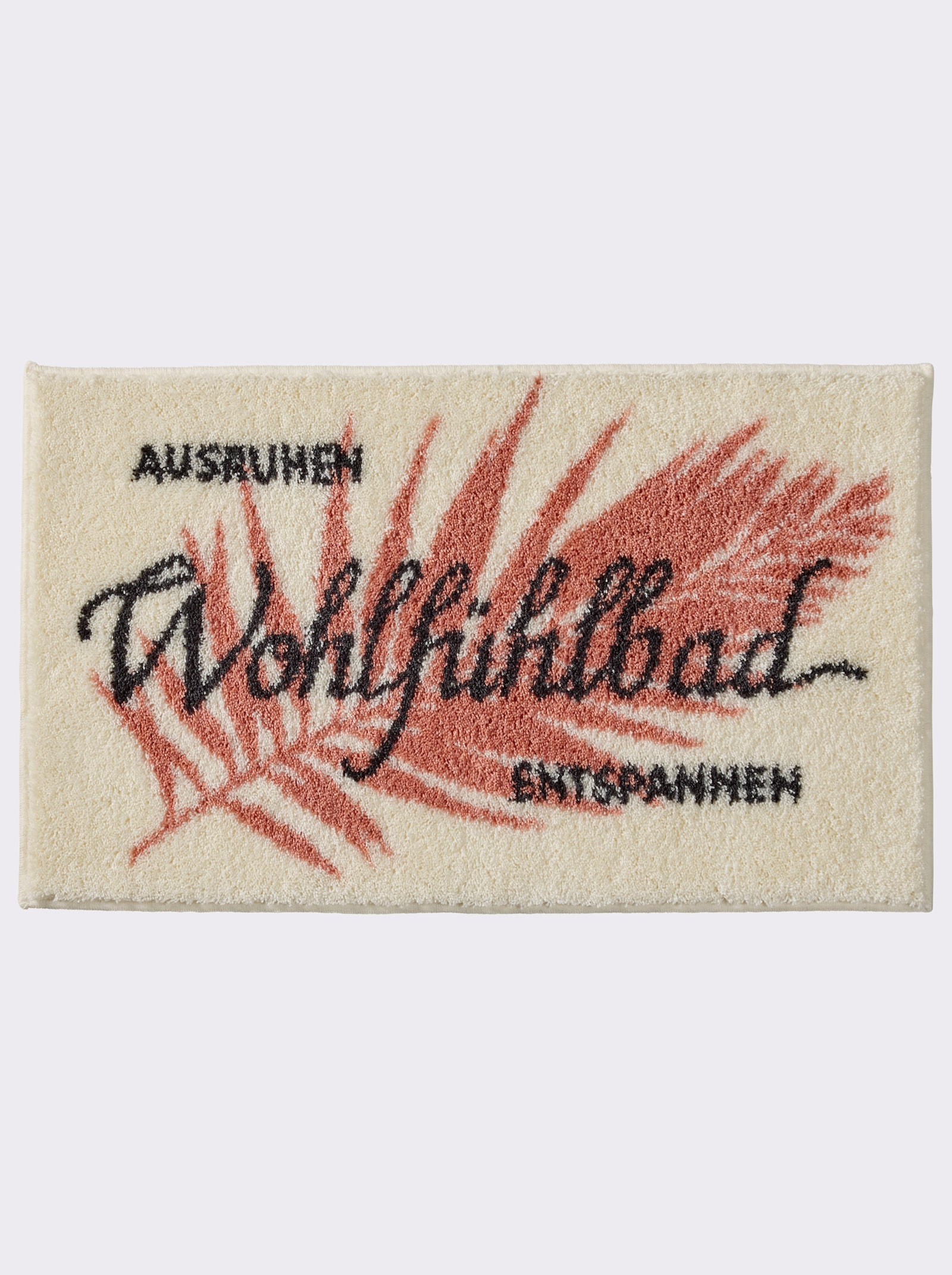 Grund Badeteppich mit Schriftzug - ecru-terra-gemustert