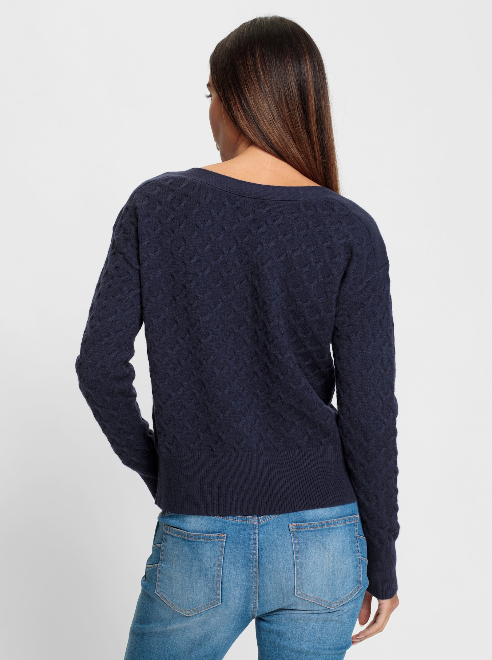 heine Strickpullover mit Strukturmuster - marine