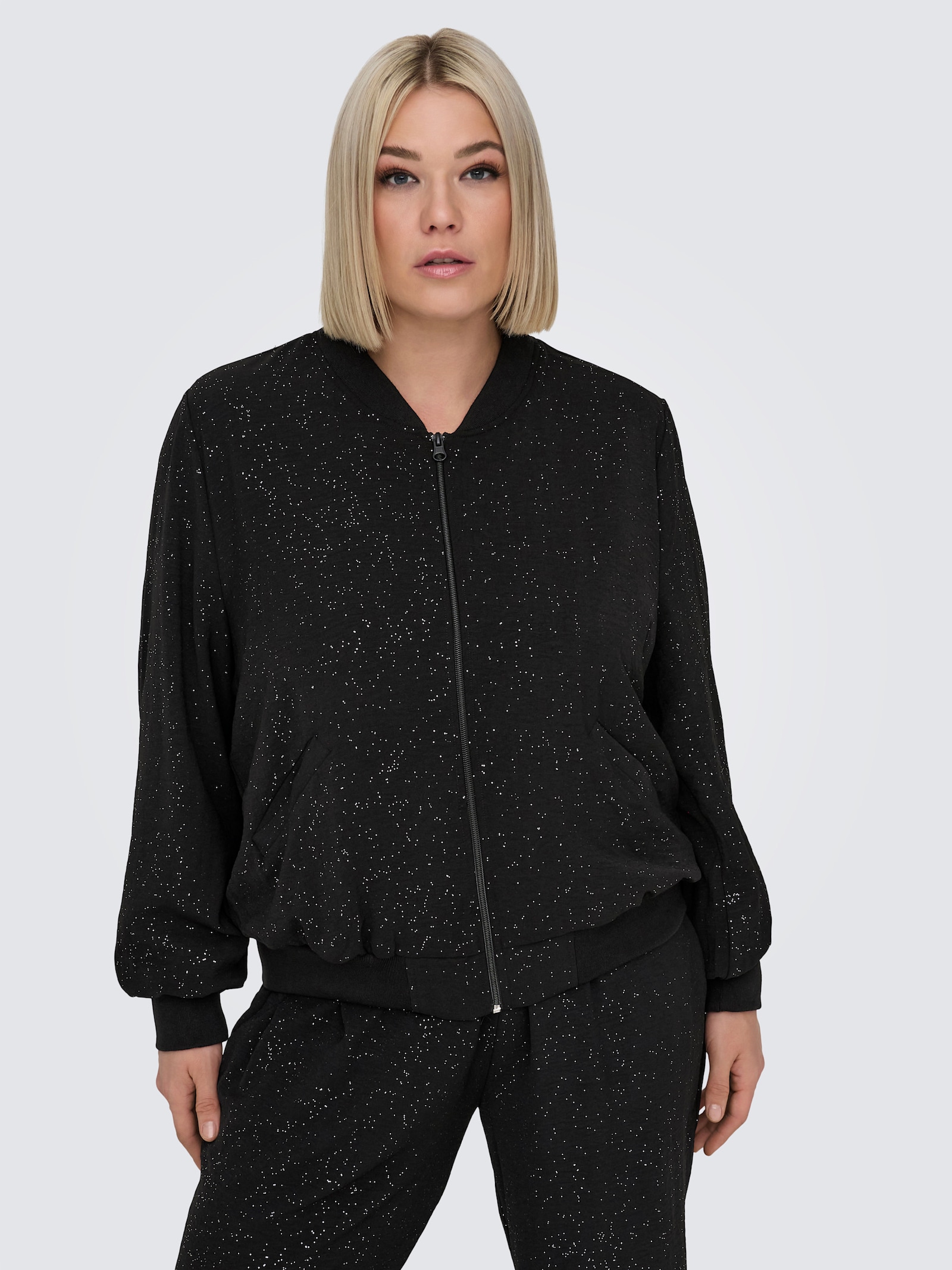 ONLY CARMAKOMA Blouson - black aop:silver foil details