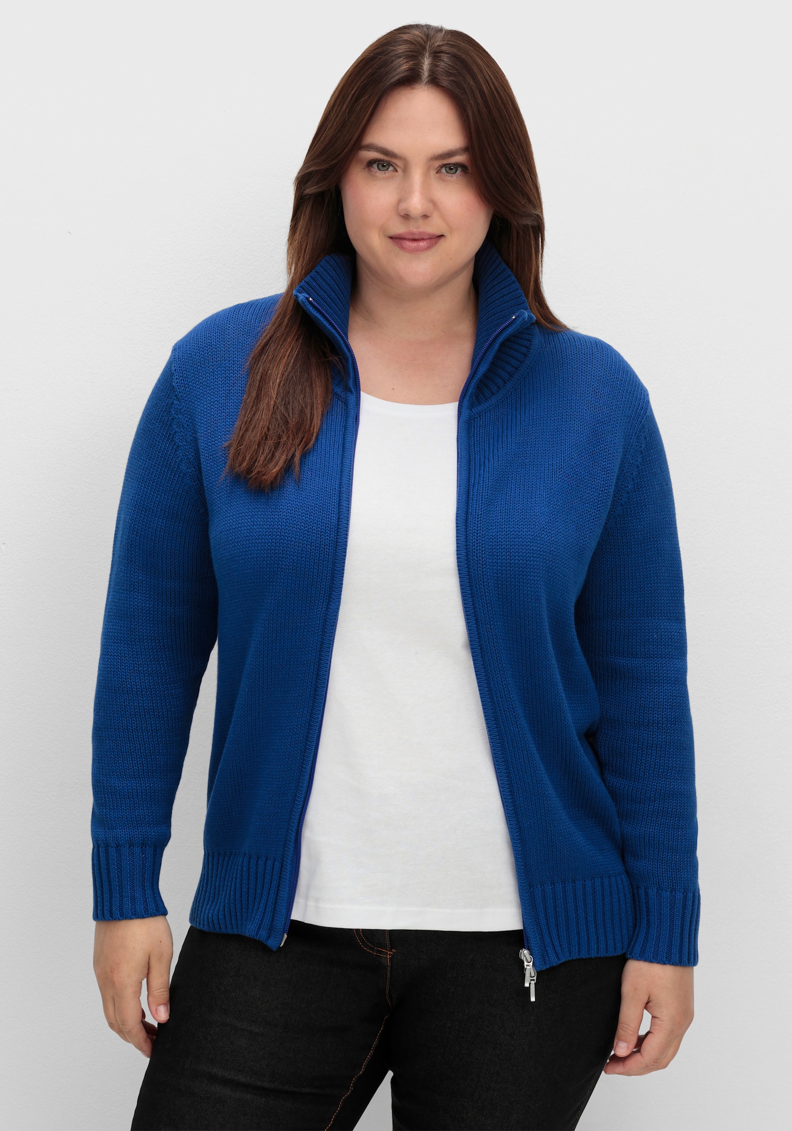 Strickjacke mit 2-Wege-Reißverschluss - royalblau