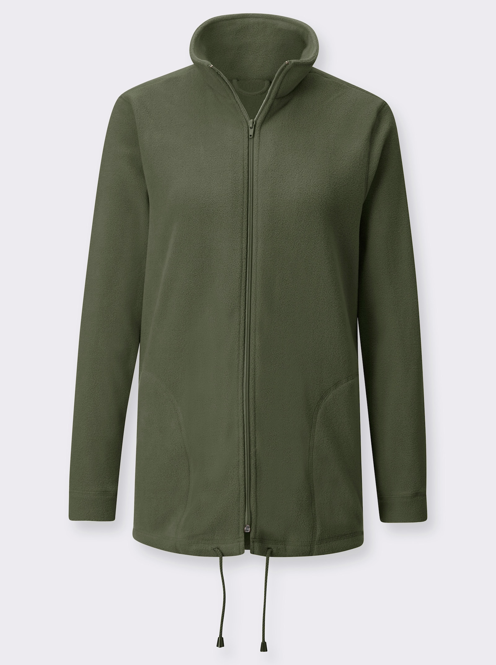 Fleecejacke Kordeldurchzug am Saum - grün