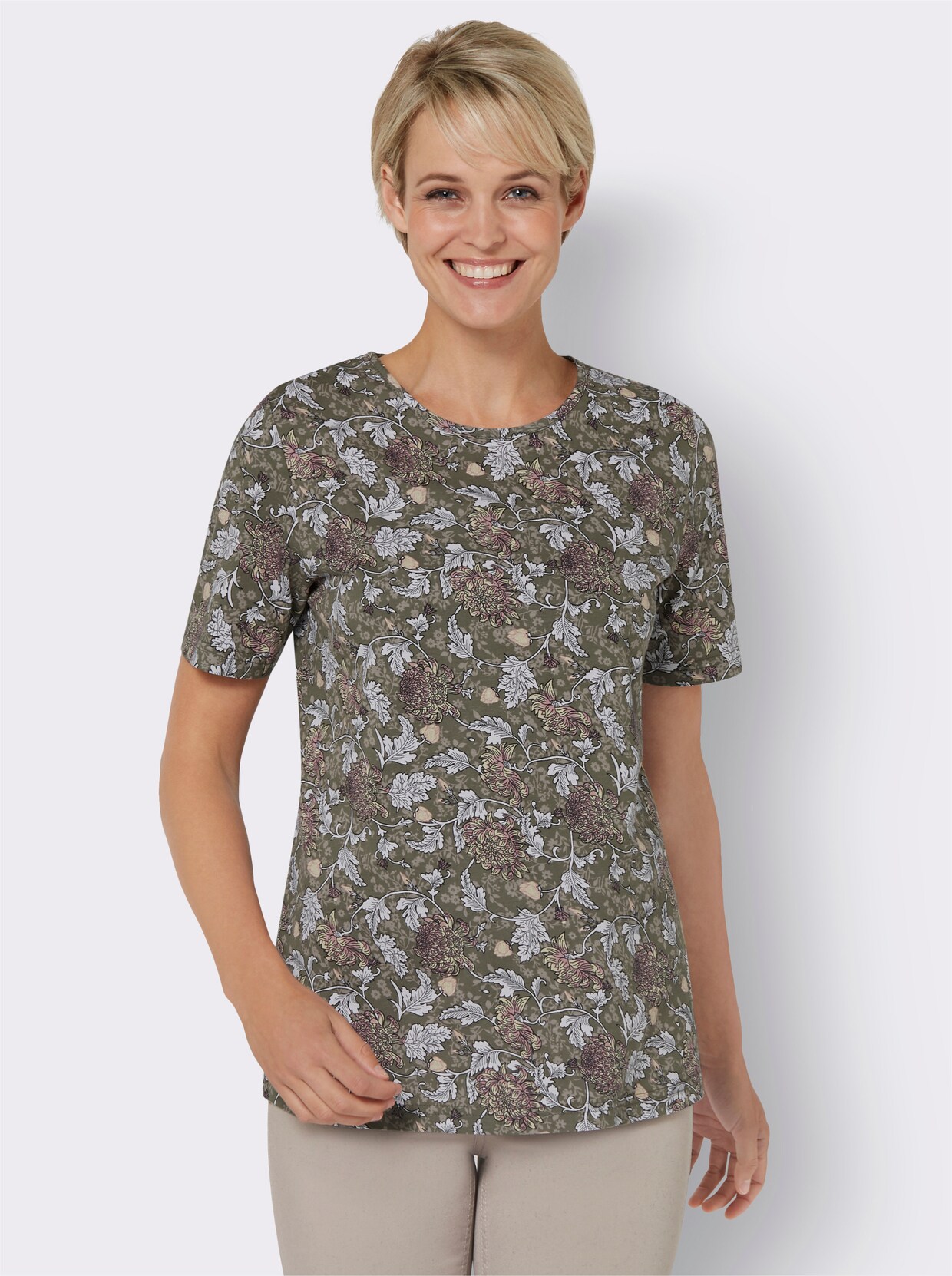 Shirt met korte mouwen - kaki gedessineerd