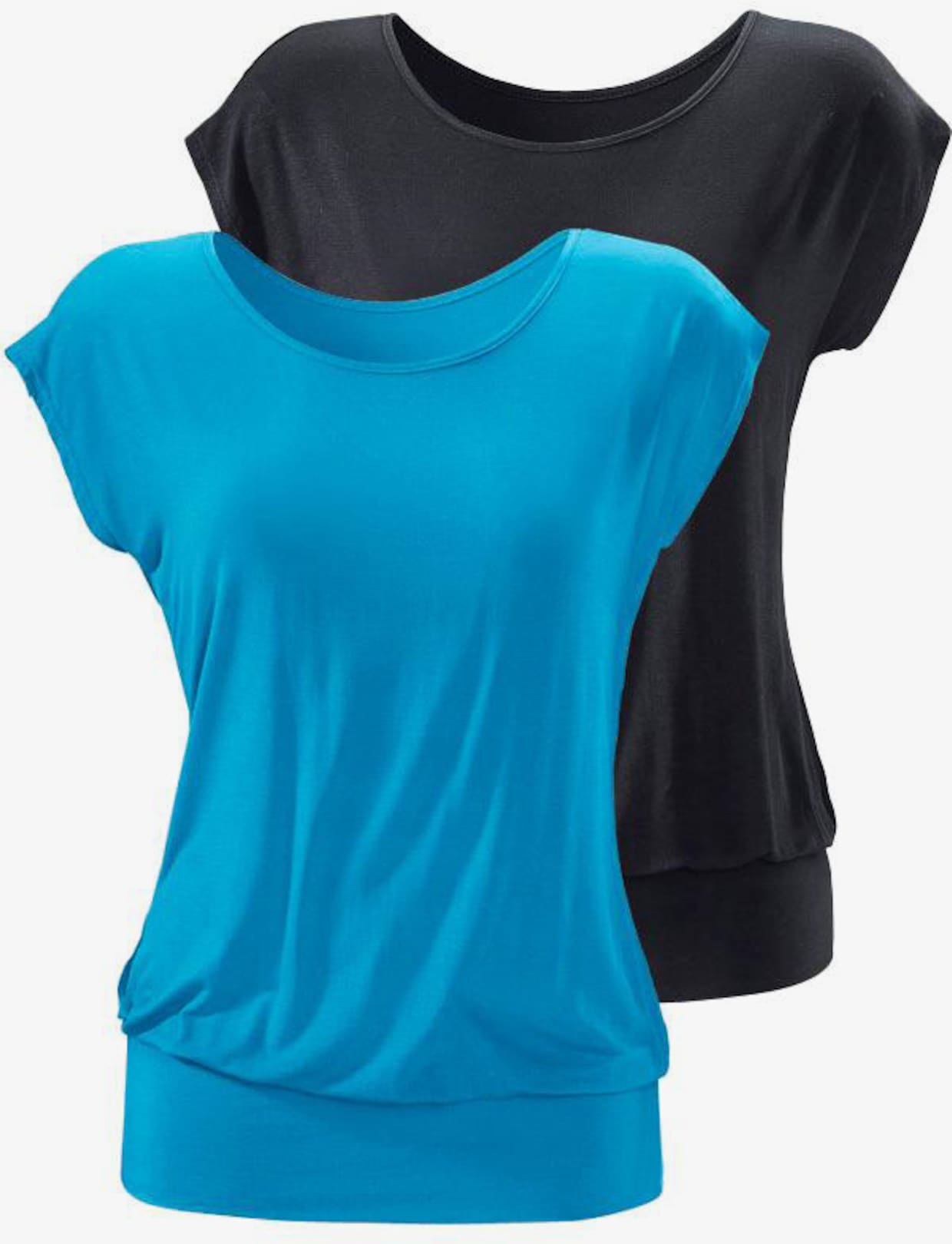 LASCANA T-shirt long - turquoise, noir