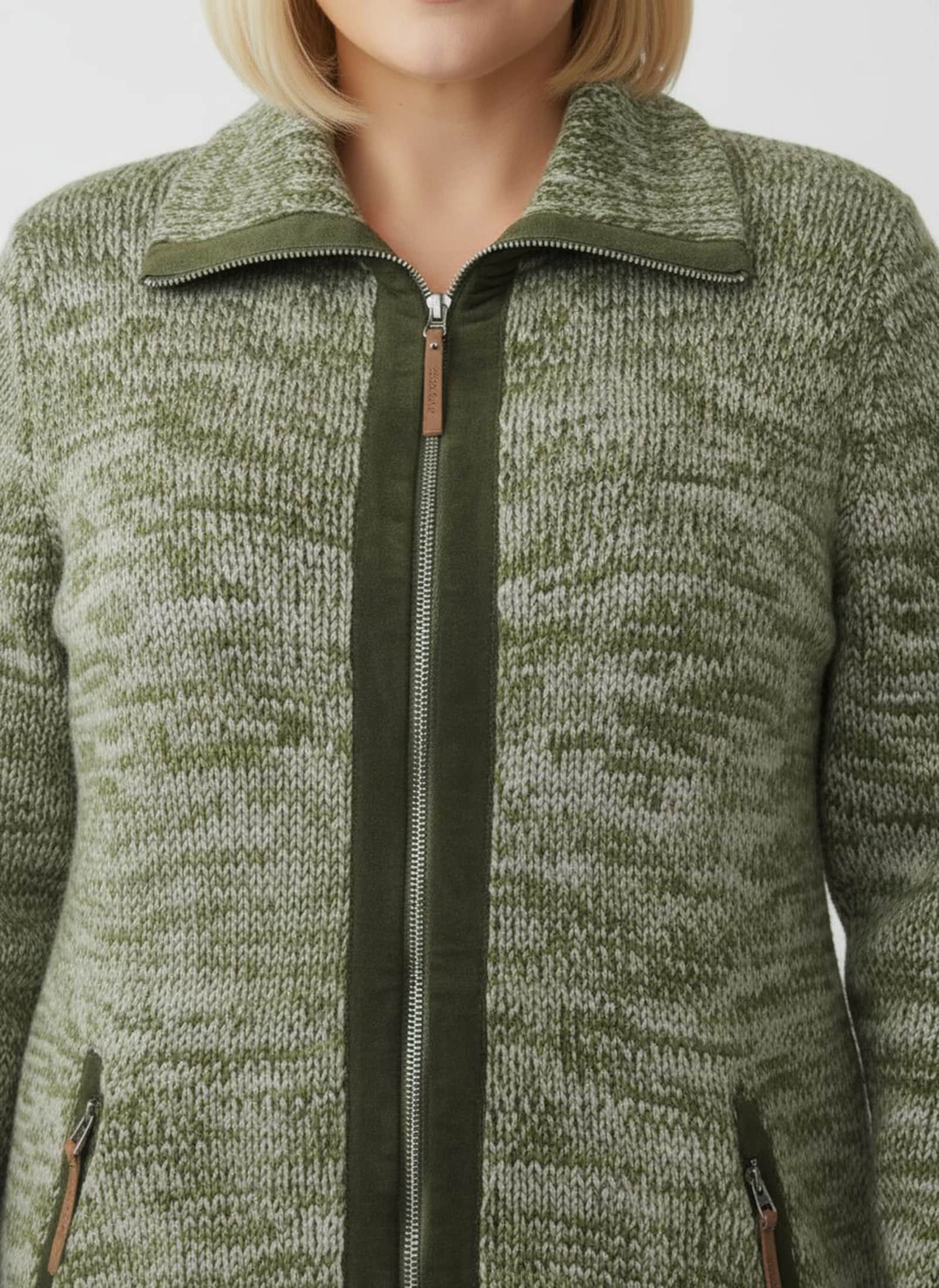 Longstrickjacke mit Troyerkragen - schilf-ecru-meliert