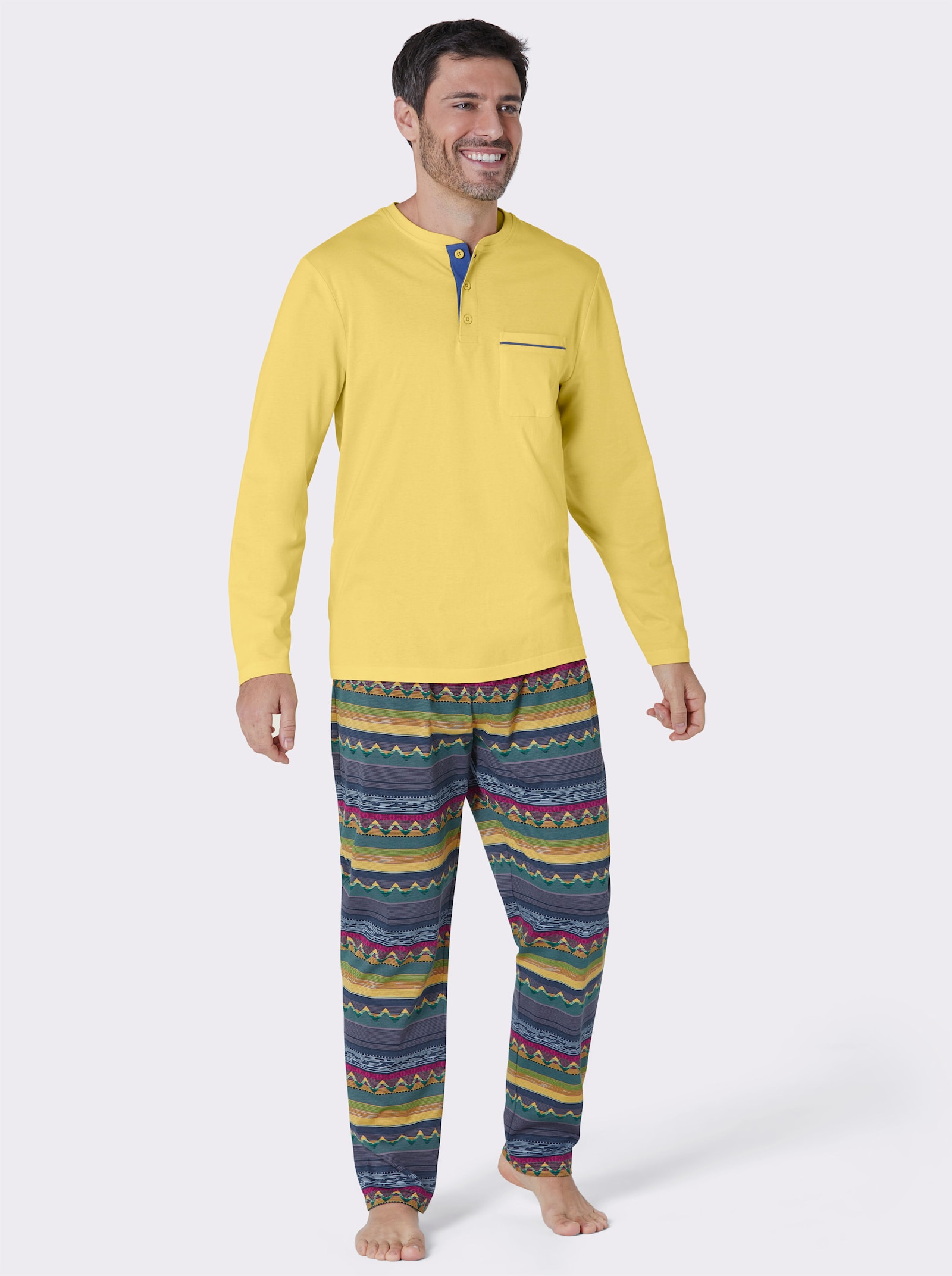 wäschepur men Schlafanzüge - gelb + jeansblau