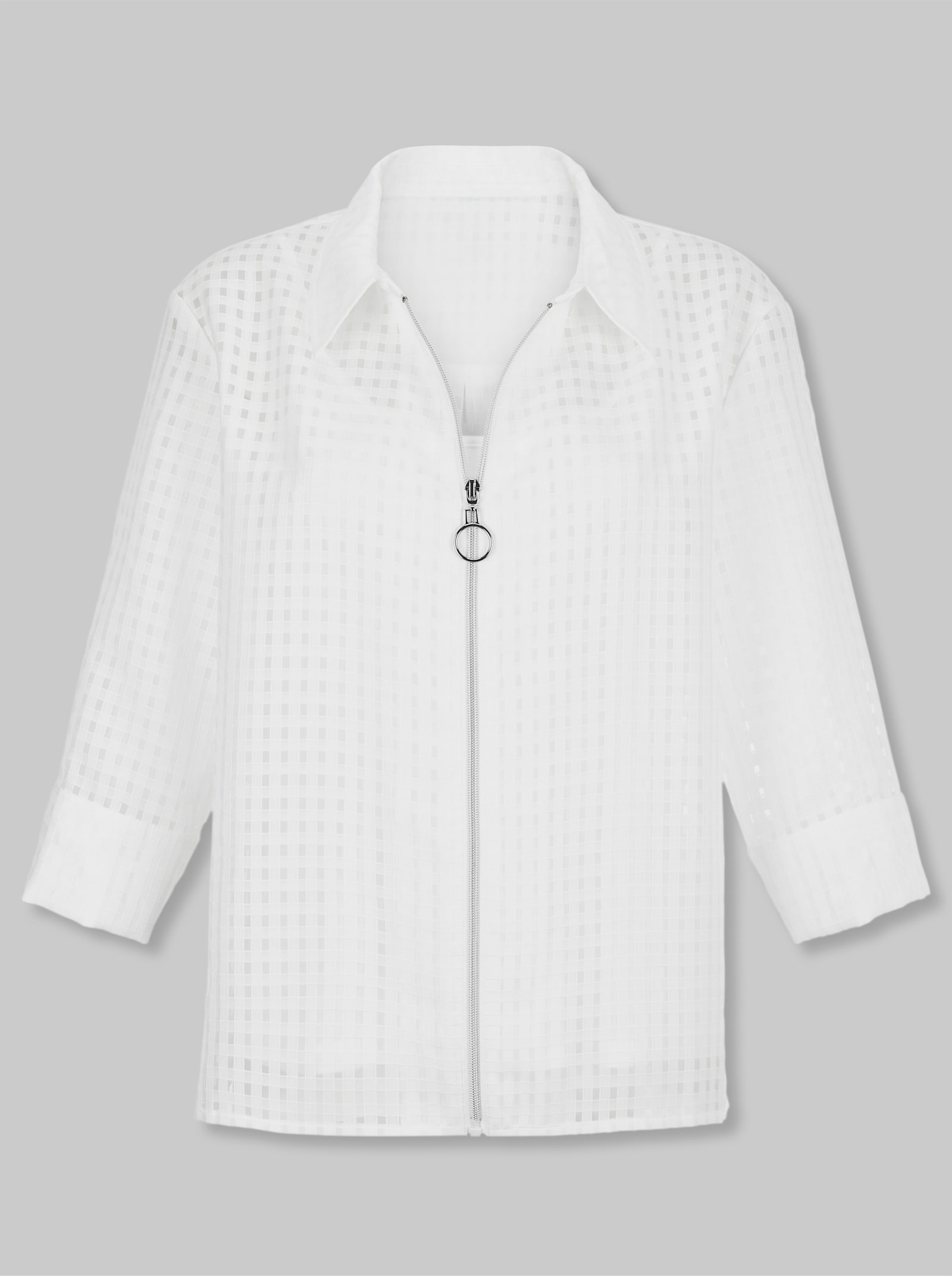 heine Blusenjacke mit Karo-Muster - ecru