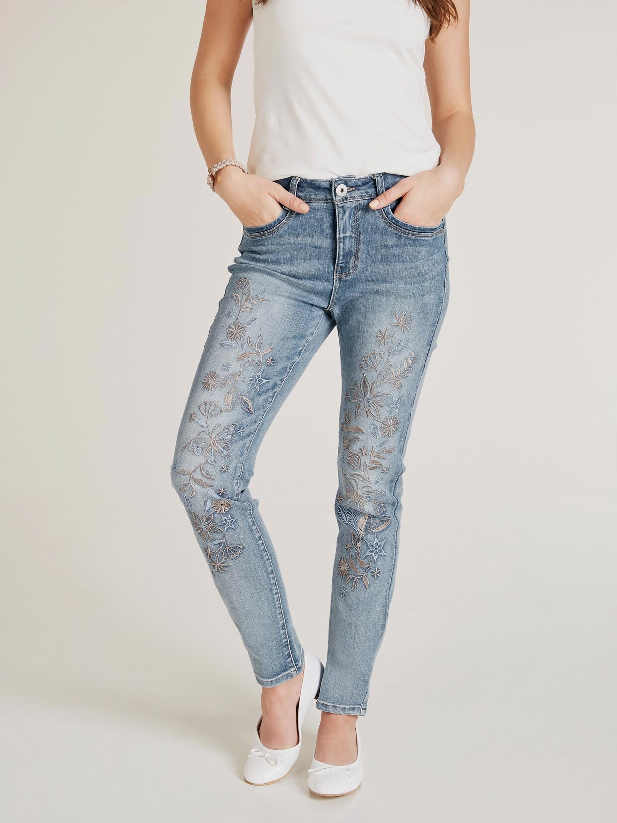 Linea Tesini Bauchweg-Jeans - bleached