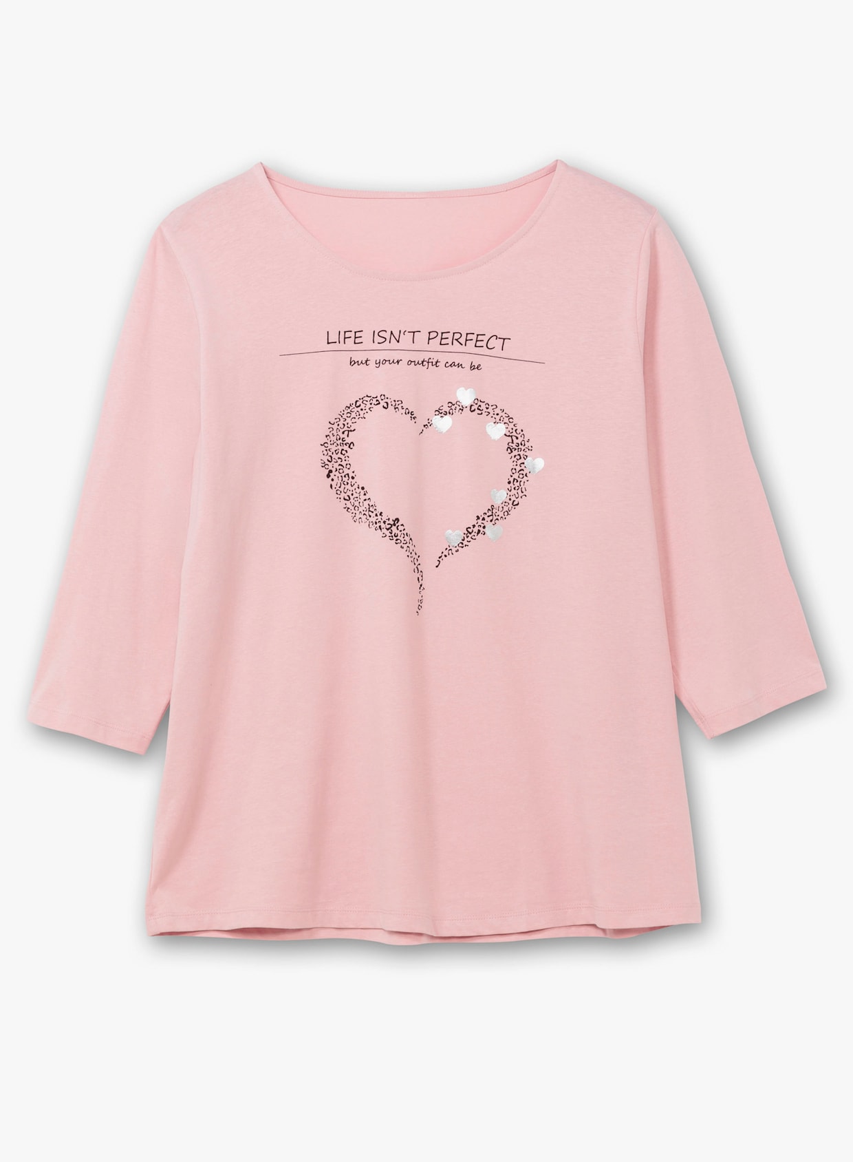 3/4-Arm-Shirt mit Herz-Motiv - hortensie-schwarz