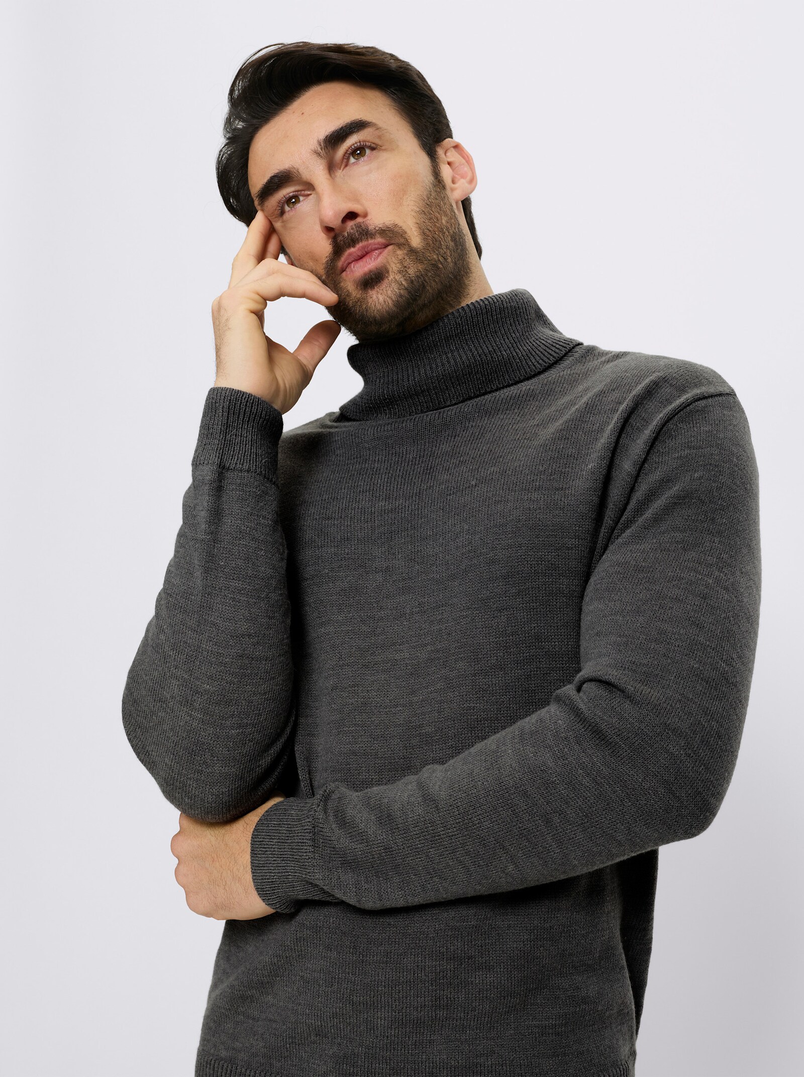 Catamaran Rollkragenpullover mit Wollanteil - graphit-meliert