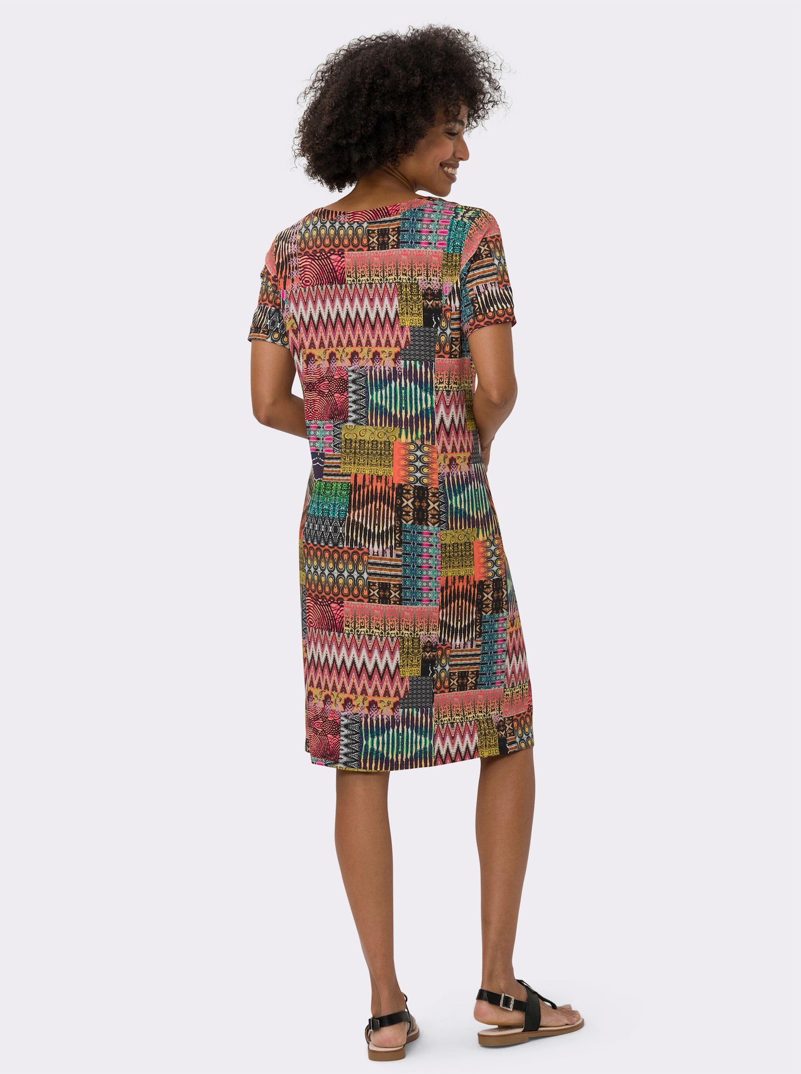 heine Jerseykleid mit Nahttaschen, bedruckt - terra-rot-bedruckt