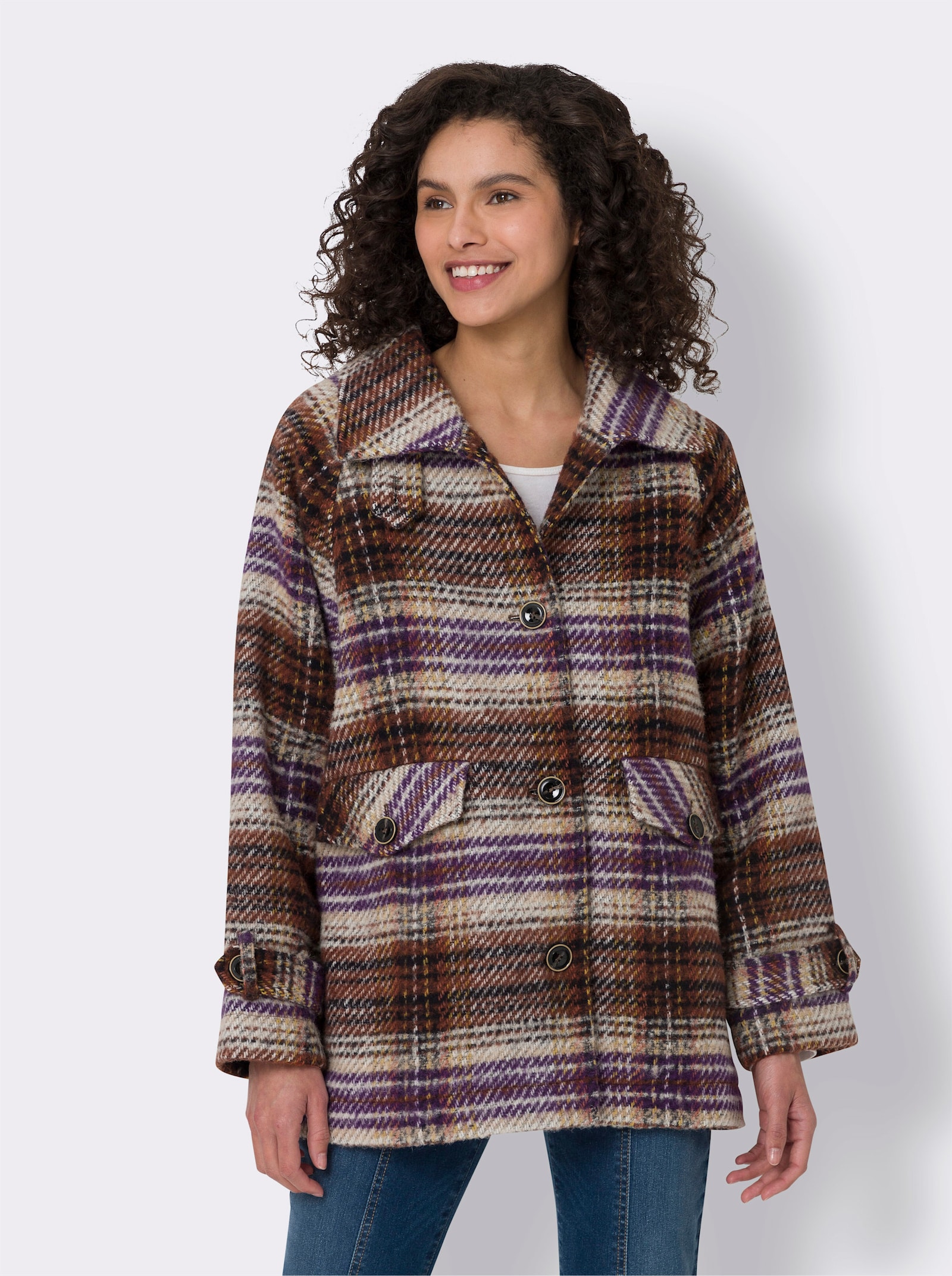 heine Jack met structuurpatroon, wolgehalte - roodbruin/oker gemêleerd