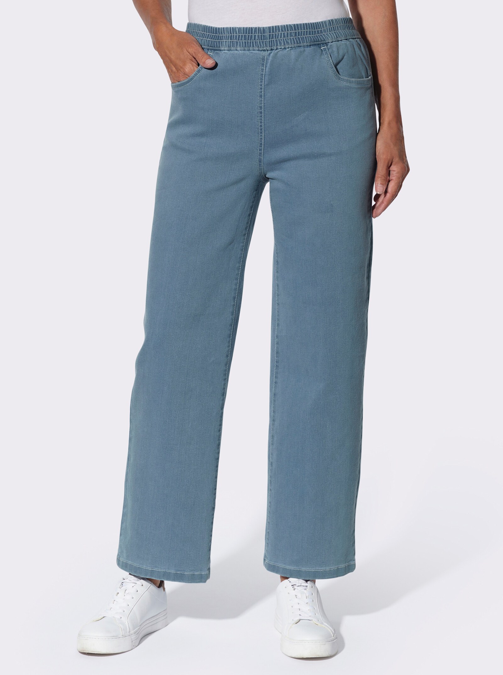 Schlupfjeans in knöchelfreier Länge - blue-bleached