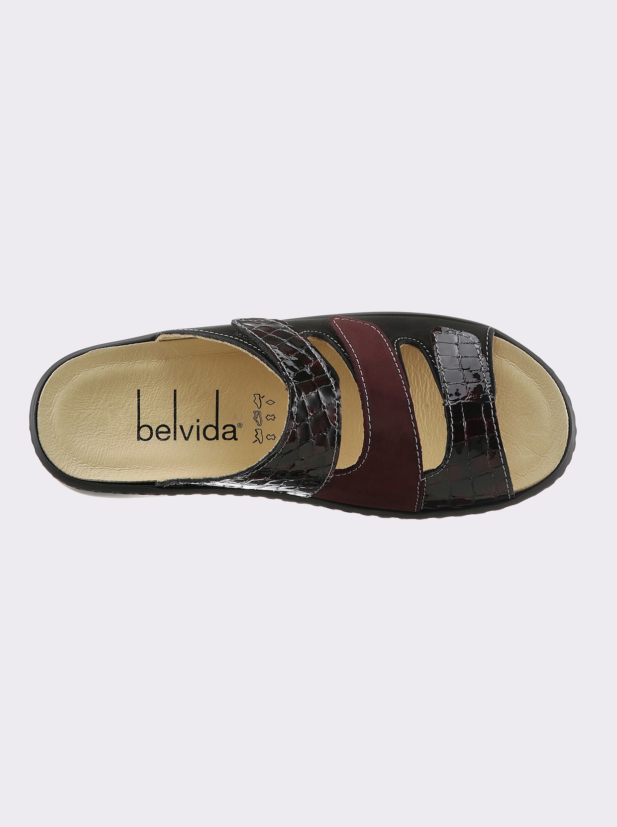 Belvida slippers - zwart/bordeaux