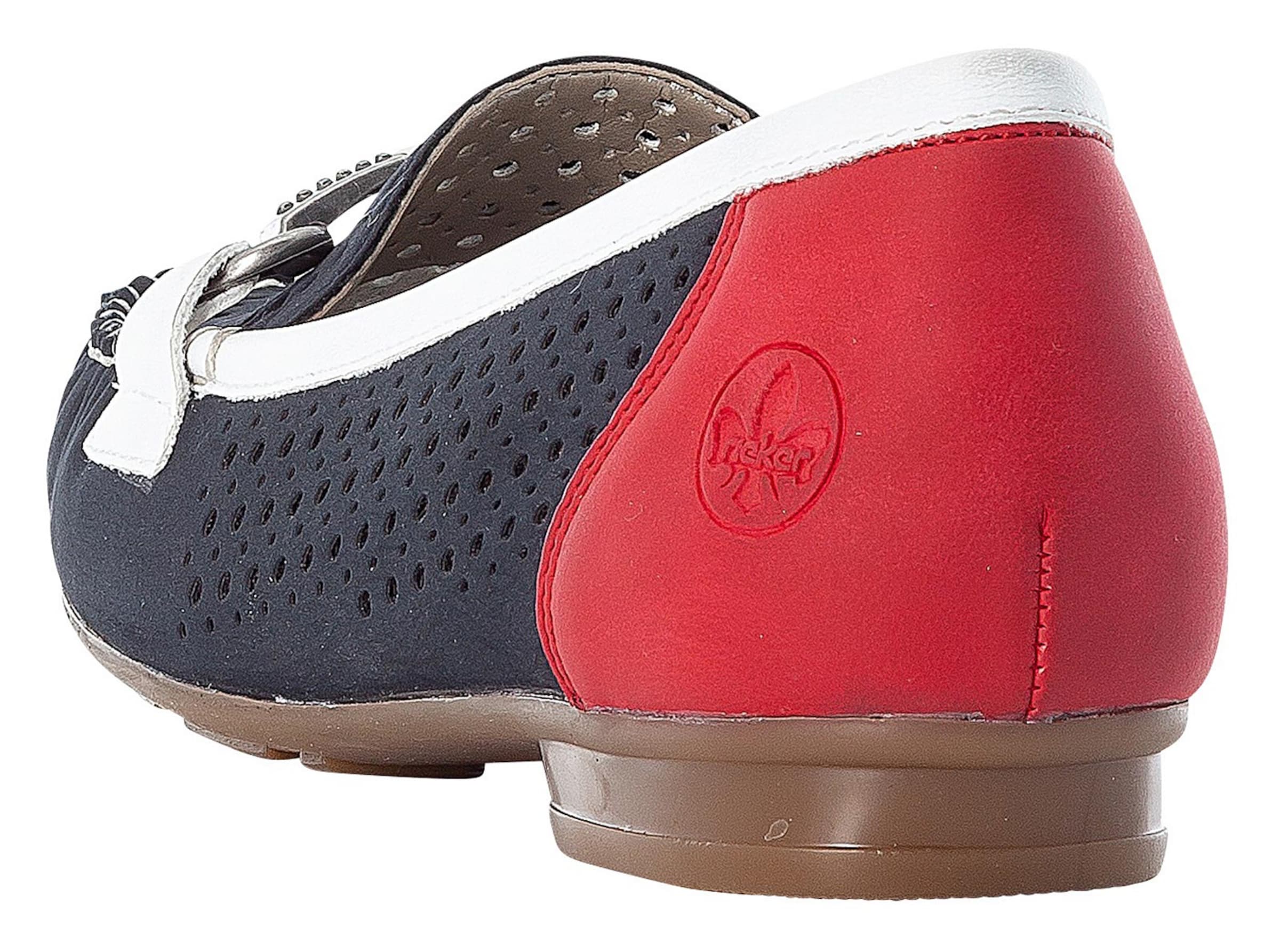 Schuhe Mokassins & Slippers Rieker Slipper in dunkelblau-rot-weiß 