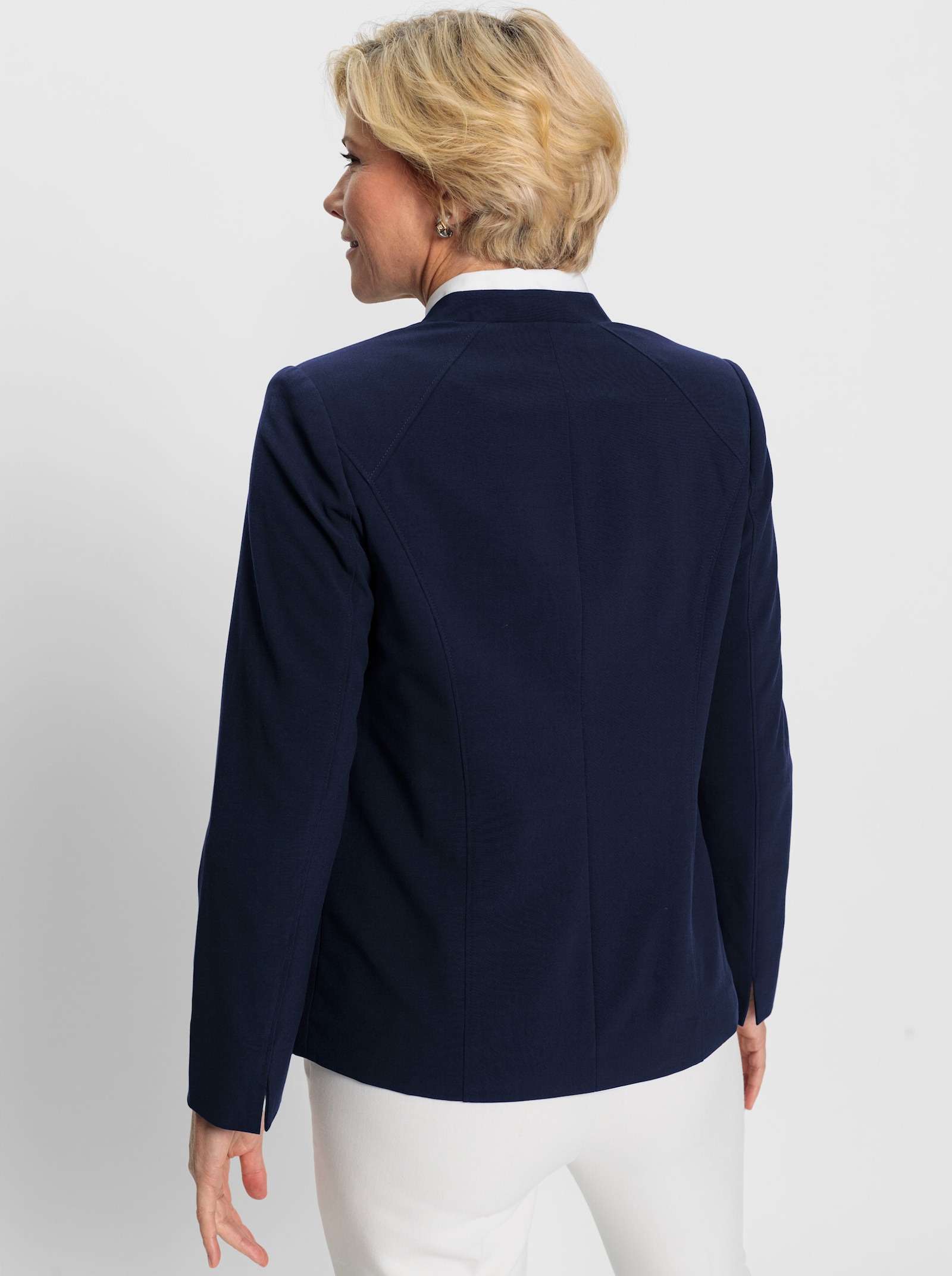 Blazer met mouwboorden met split - marine