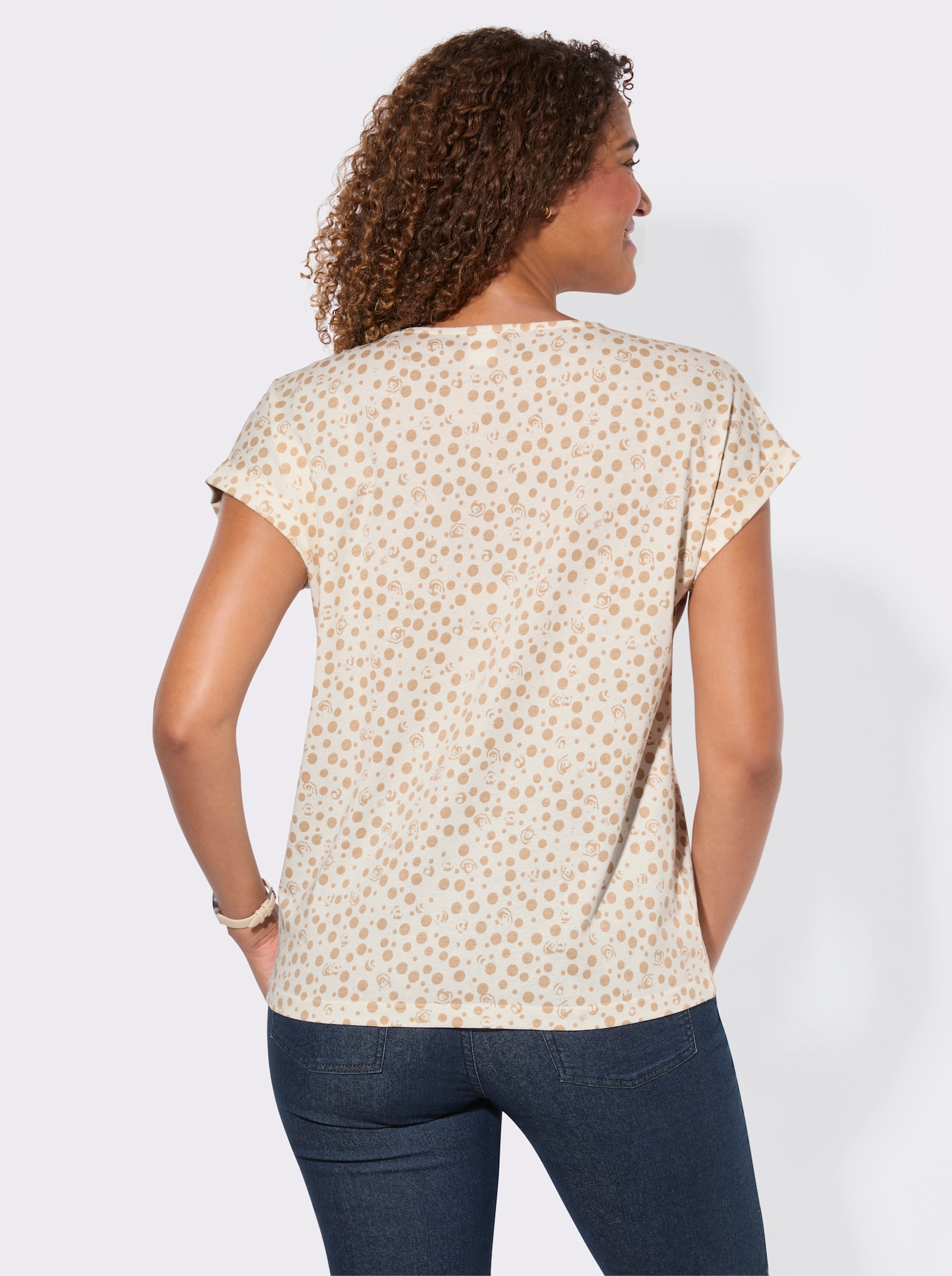Print-Shirt aus reiner Baumwolle - beige-ecru-bedruckt