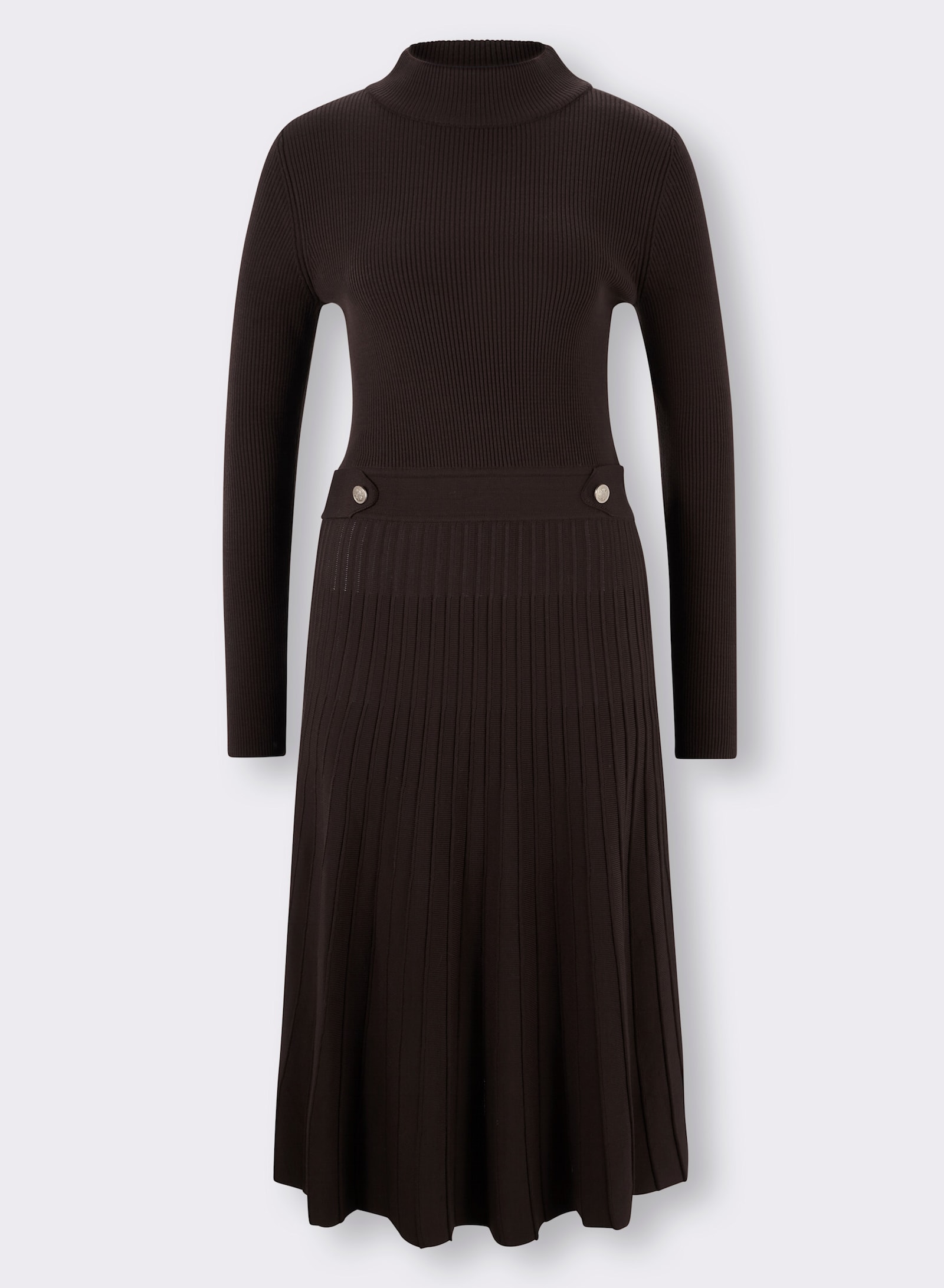 heine Strickkleid mit Zierriegel - schoko