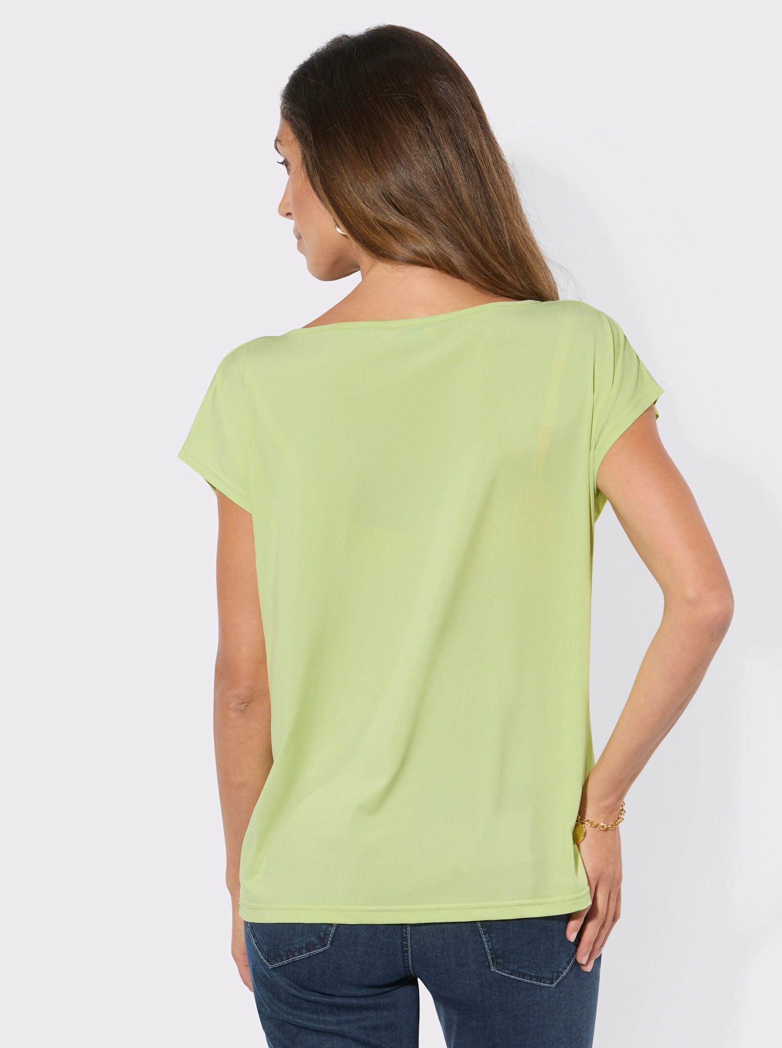 Kurzarmshirt mit Zierspange - pistazie