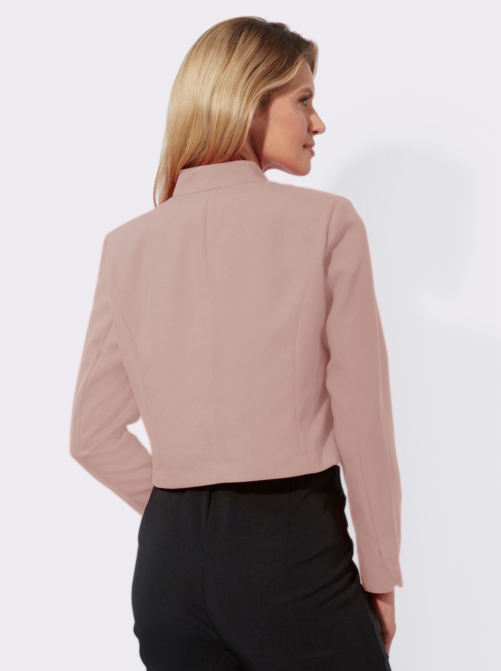 Bolerojacke mit Wellenabschluss, Stehkragen - puder