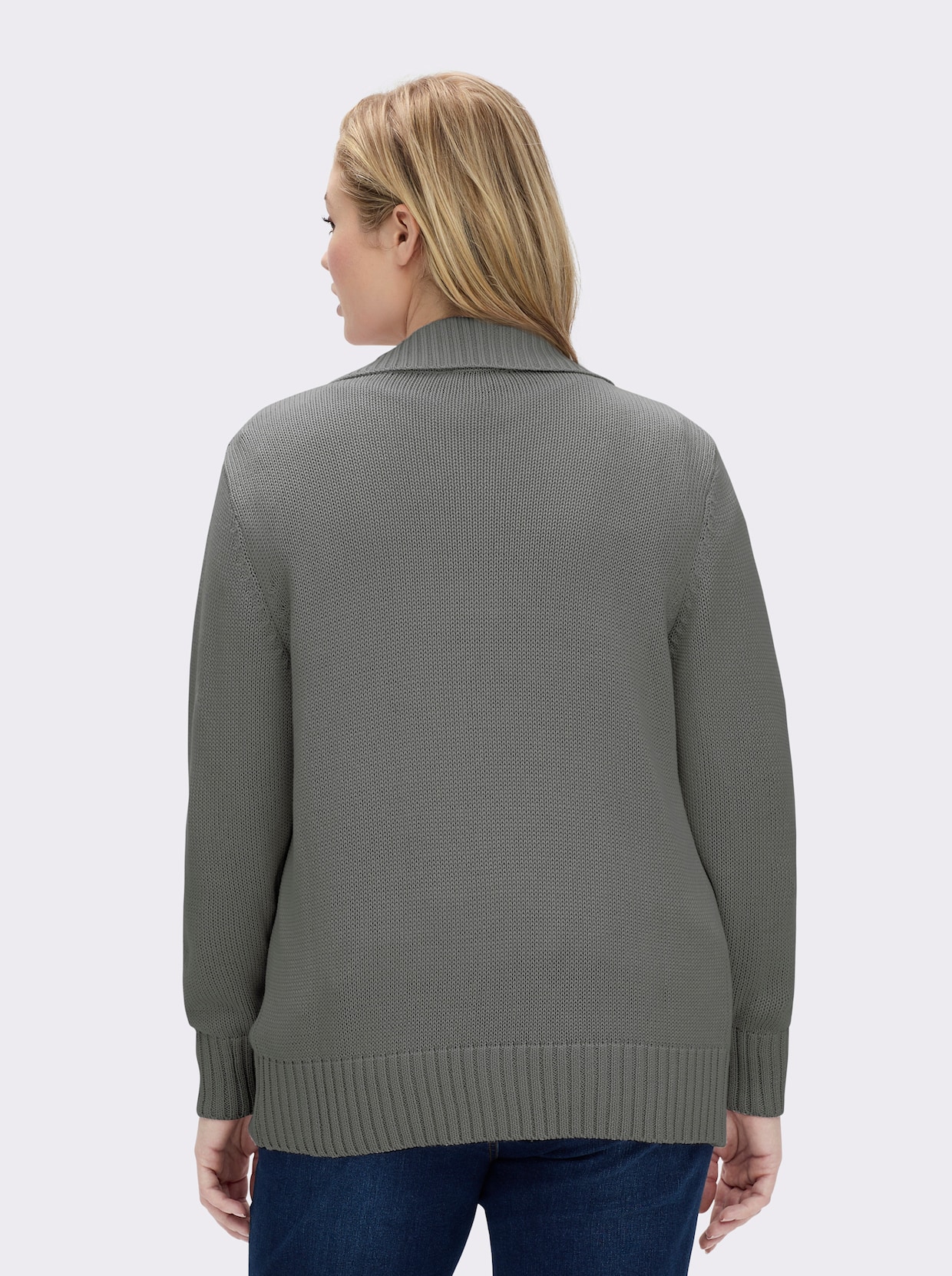 Strickjacke mit 2-Wege-Reißverschluss - grau-meliert