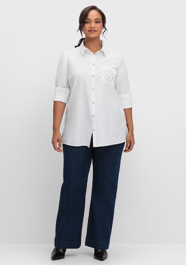 Jeans mit weitem Bein - blue-stone-washed