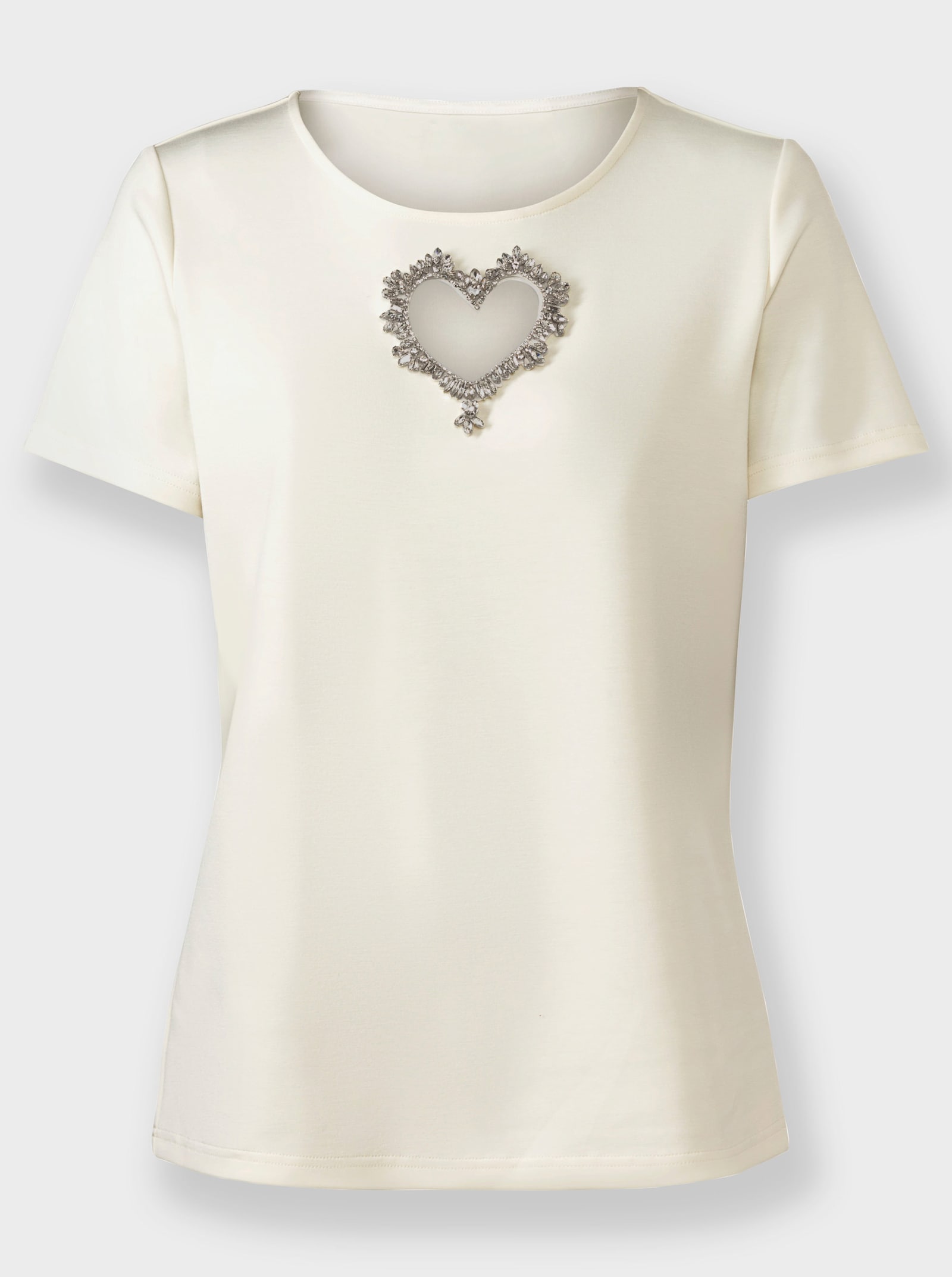 heine T-Shirt mit Cut-out und Glitzersteinen - champagner