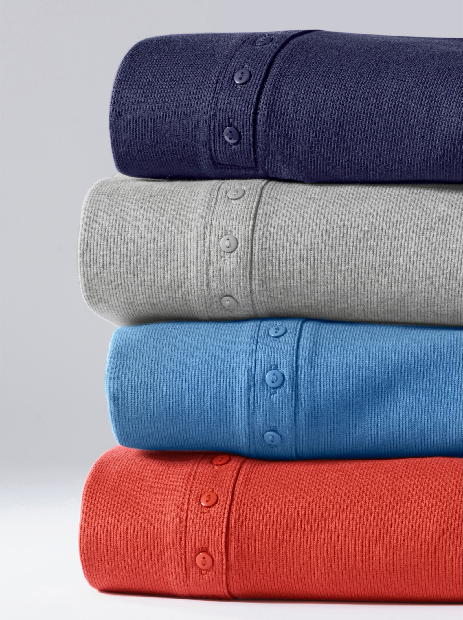 Rundhalsshirt in gerippter Baumwoll-Qualität - marine