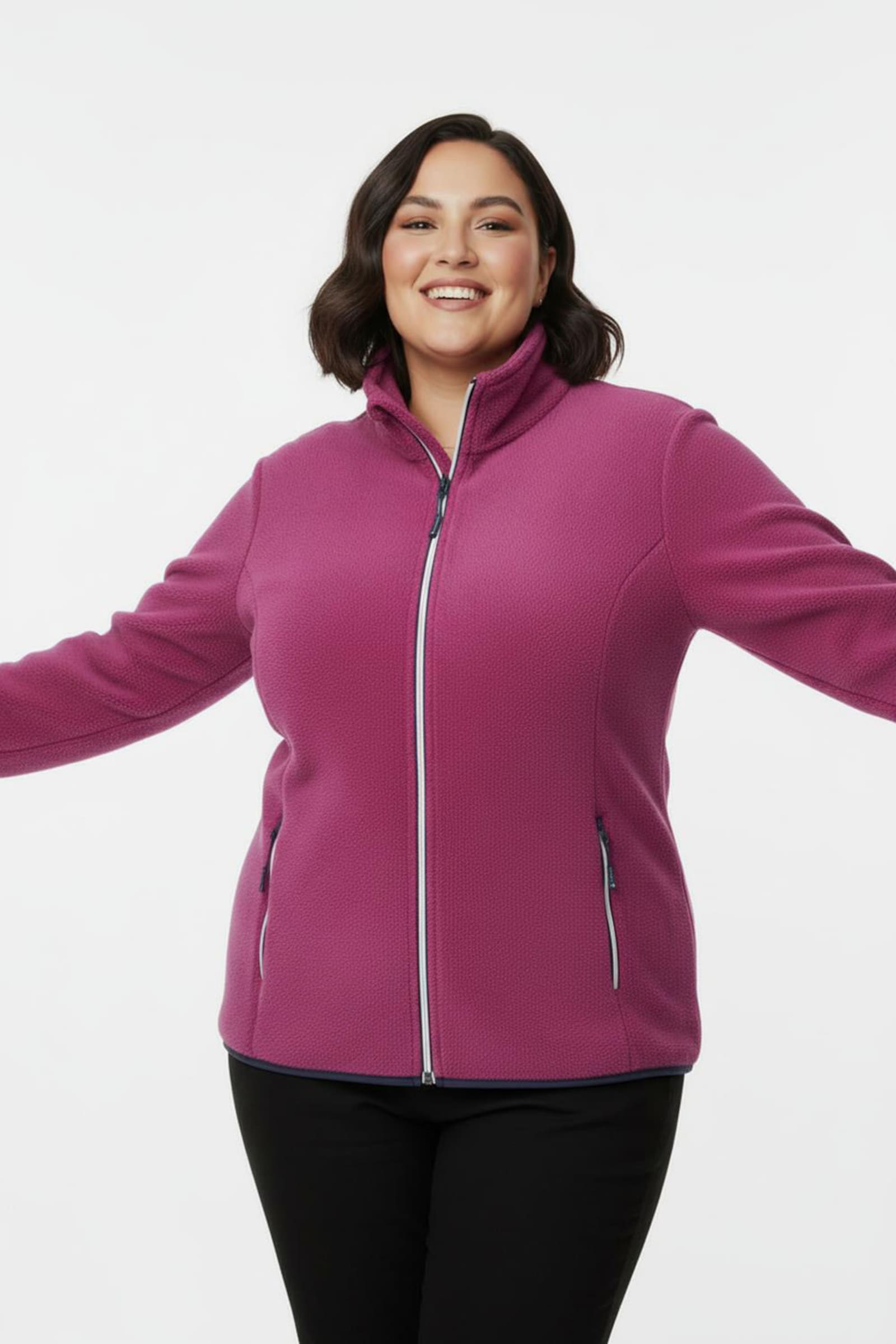 Fleecejacke mit Reißverschluss-Taschen - magenta