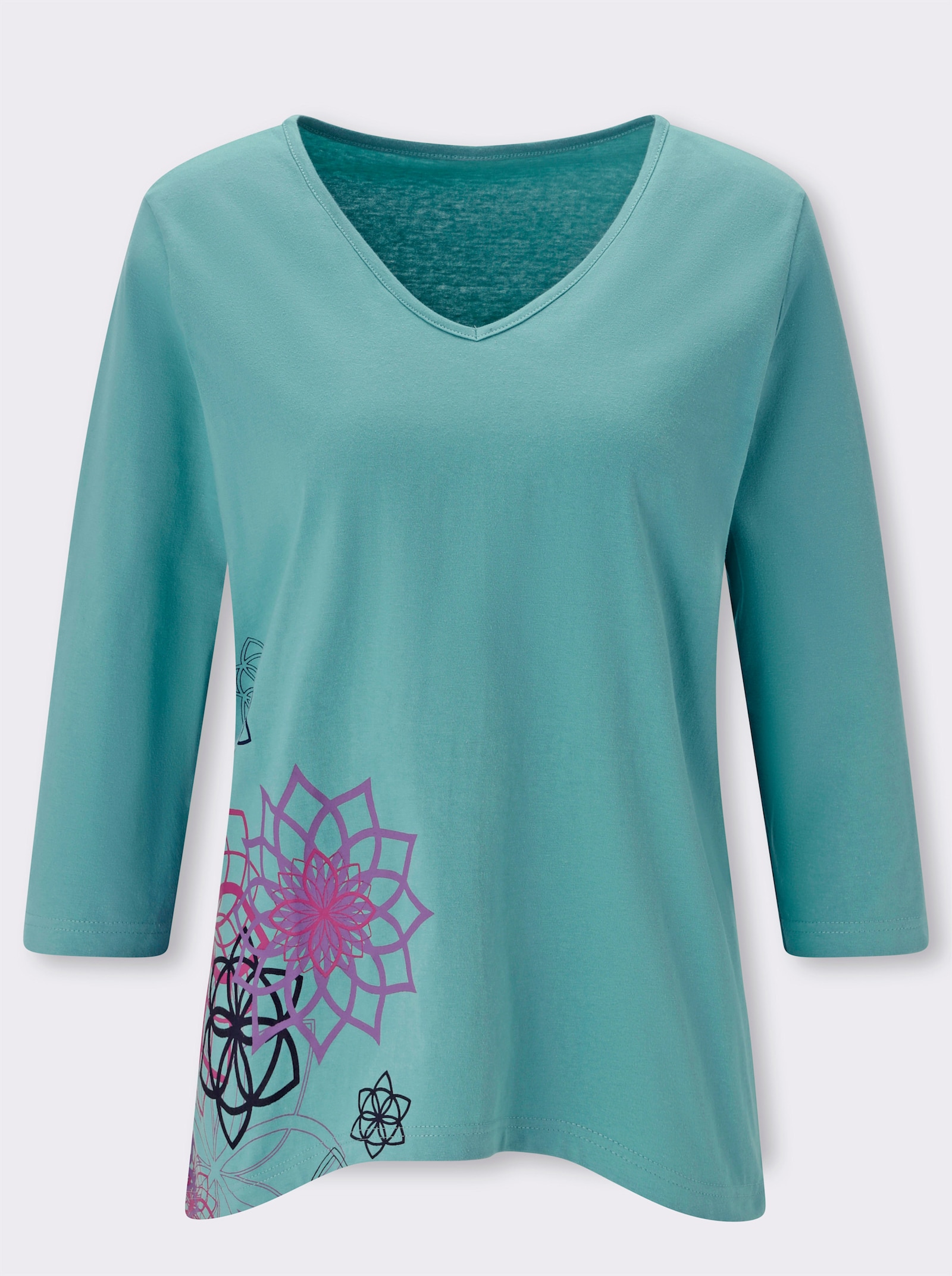 Tunikashirt mit zipfeligem Saum - ozean-magenta