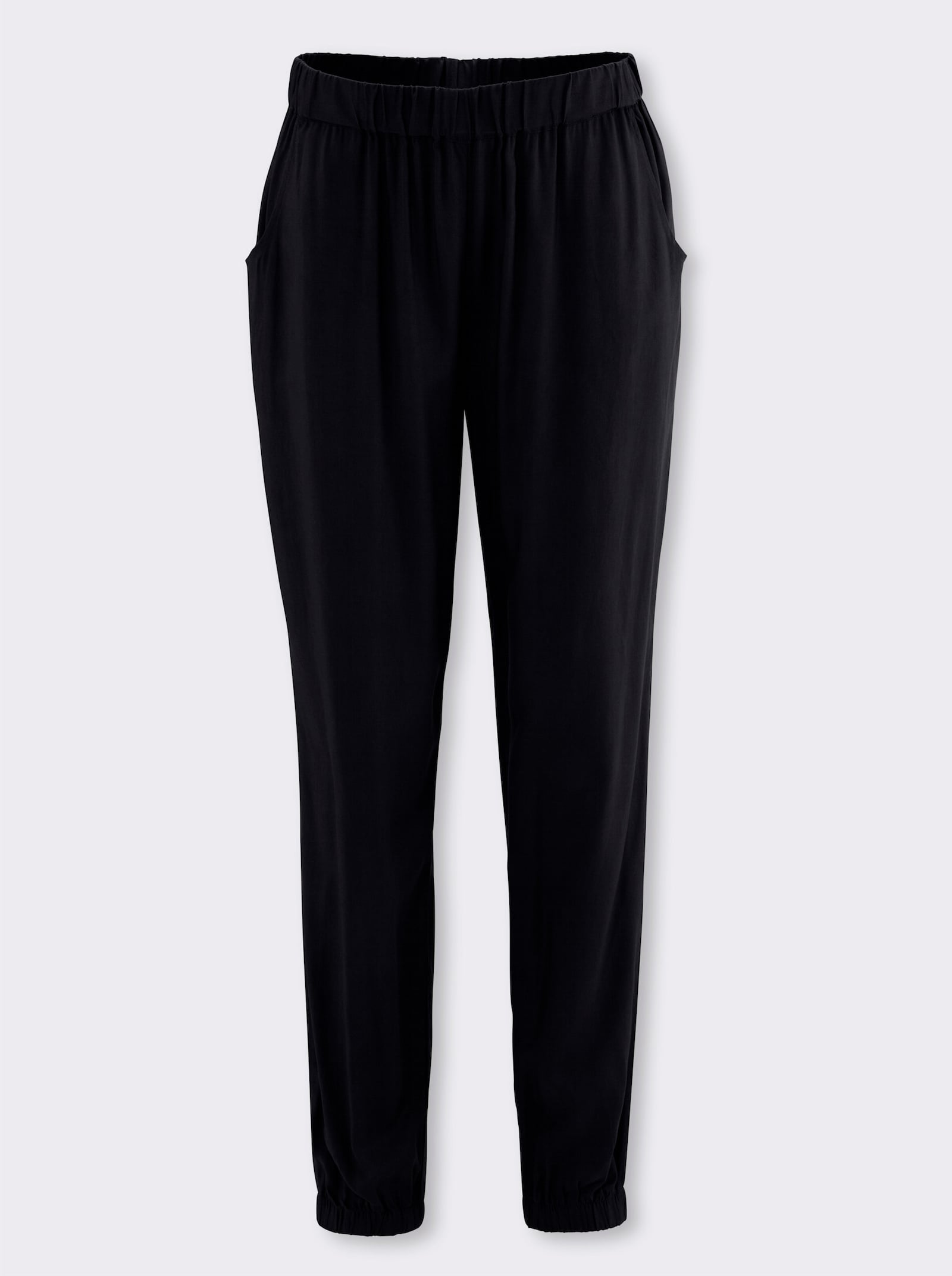 Haremshose mit Bündchen am Saum - schwarz