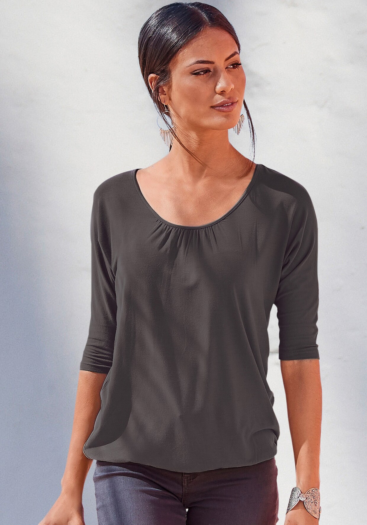 LASCANA 3/4-Arm-Shirt - rosa, anthrazit