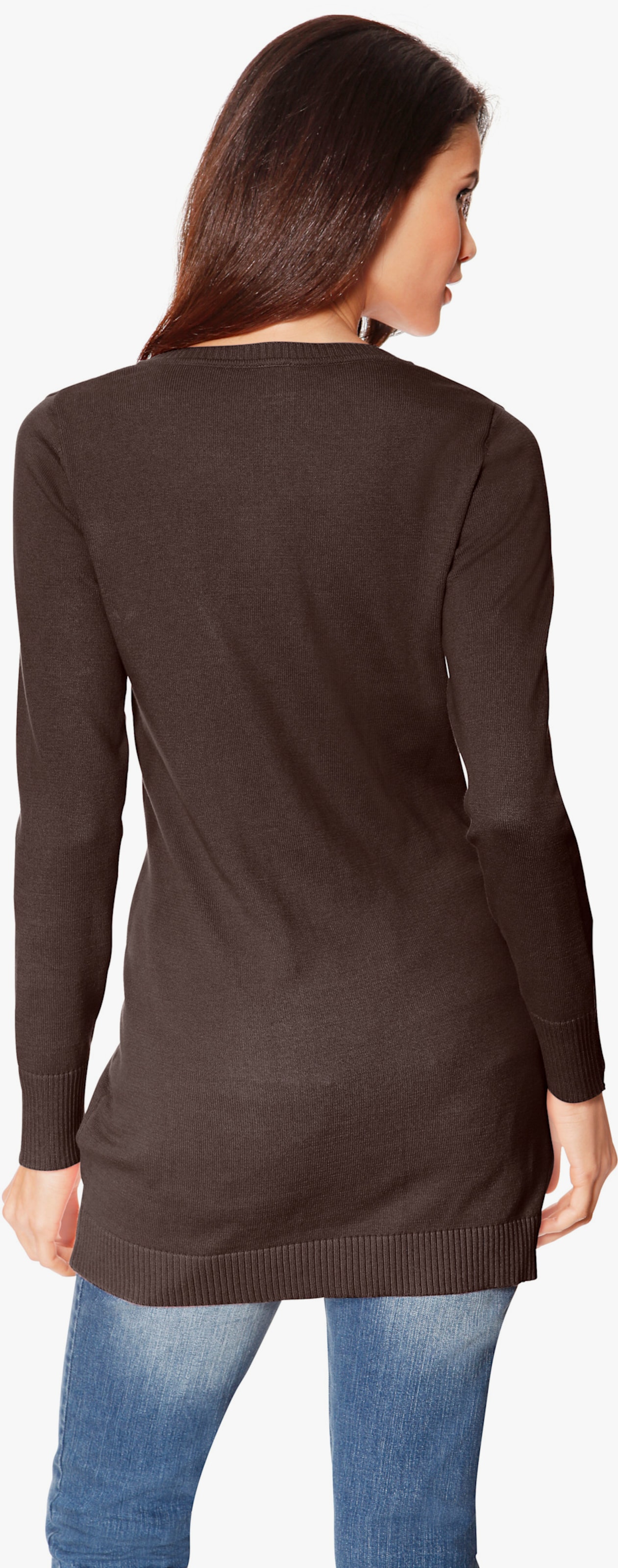 heine Jack van fijntricot met zakken - chocobruin