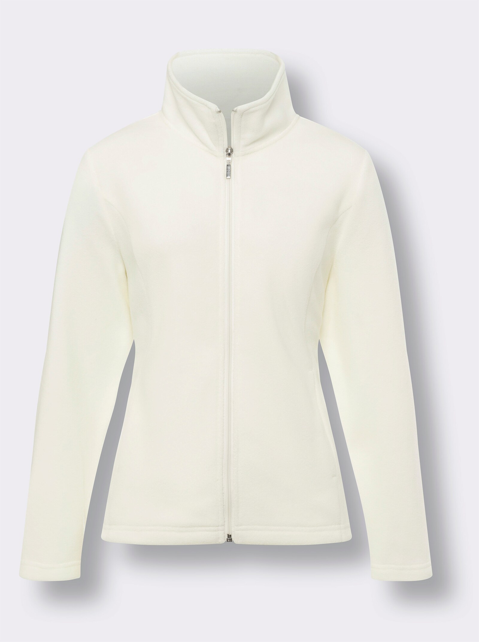 Fleecejack met opstaande kraag - ecru