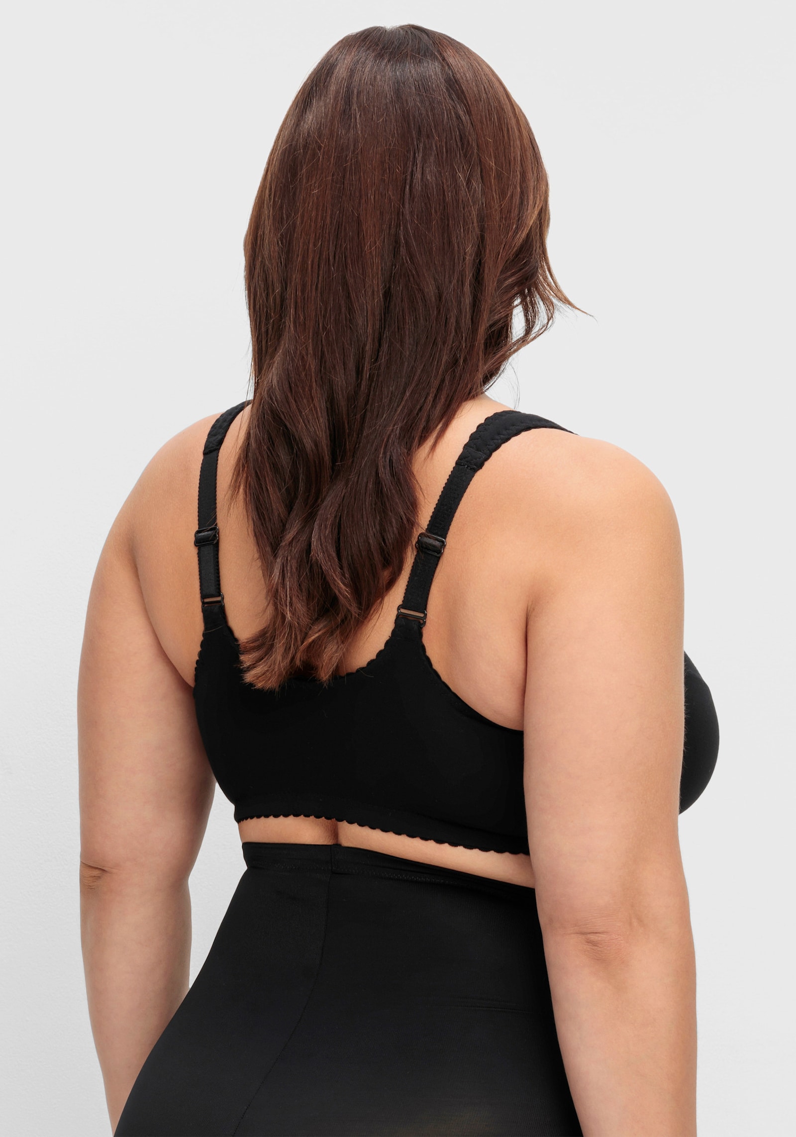 sheego Bügelloser BH mit Vorderverschluss - schwarz