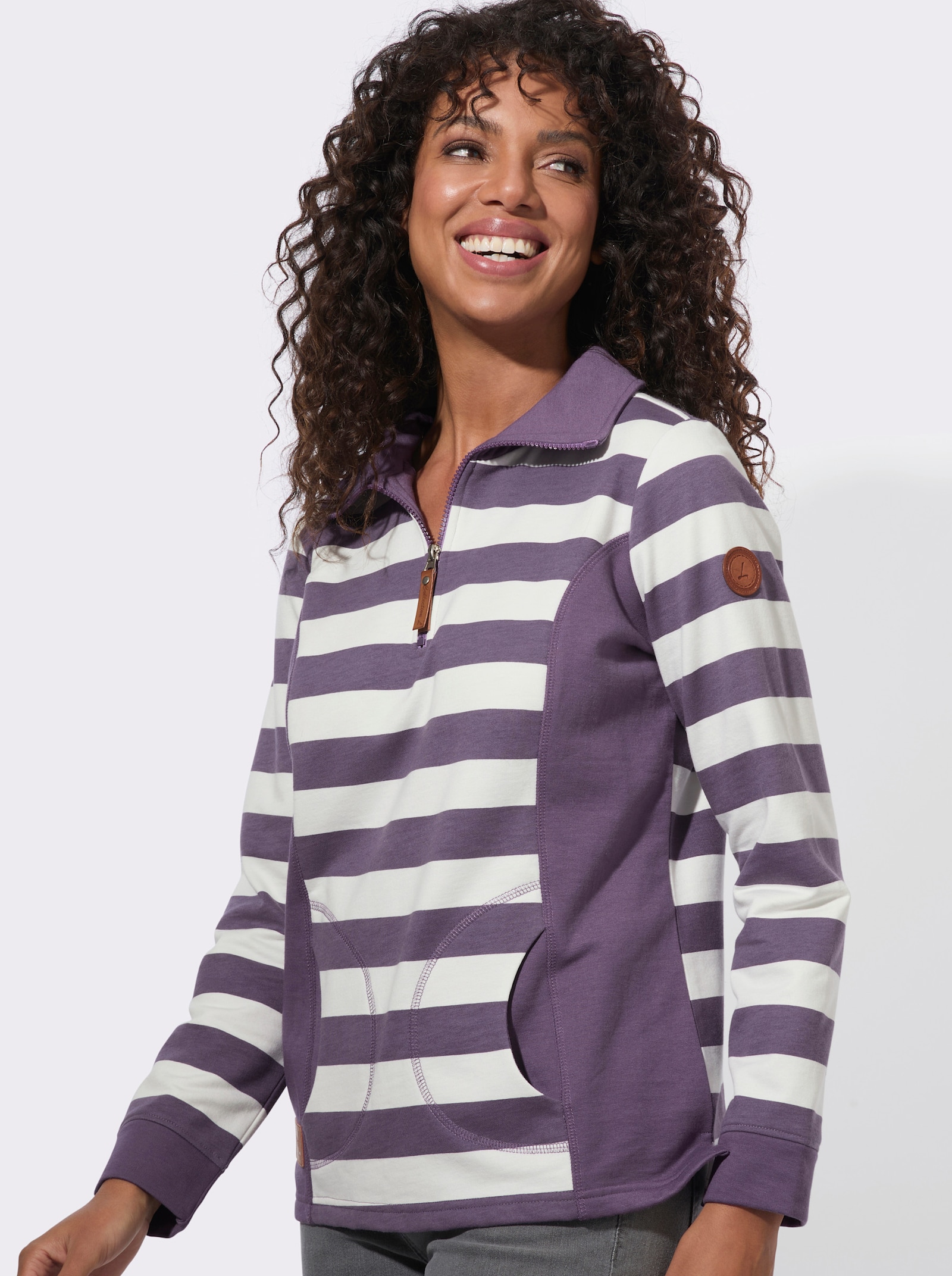 Sweatshirt in weich angerauter Qualität - feige-ecru