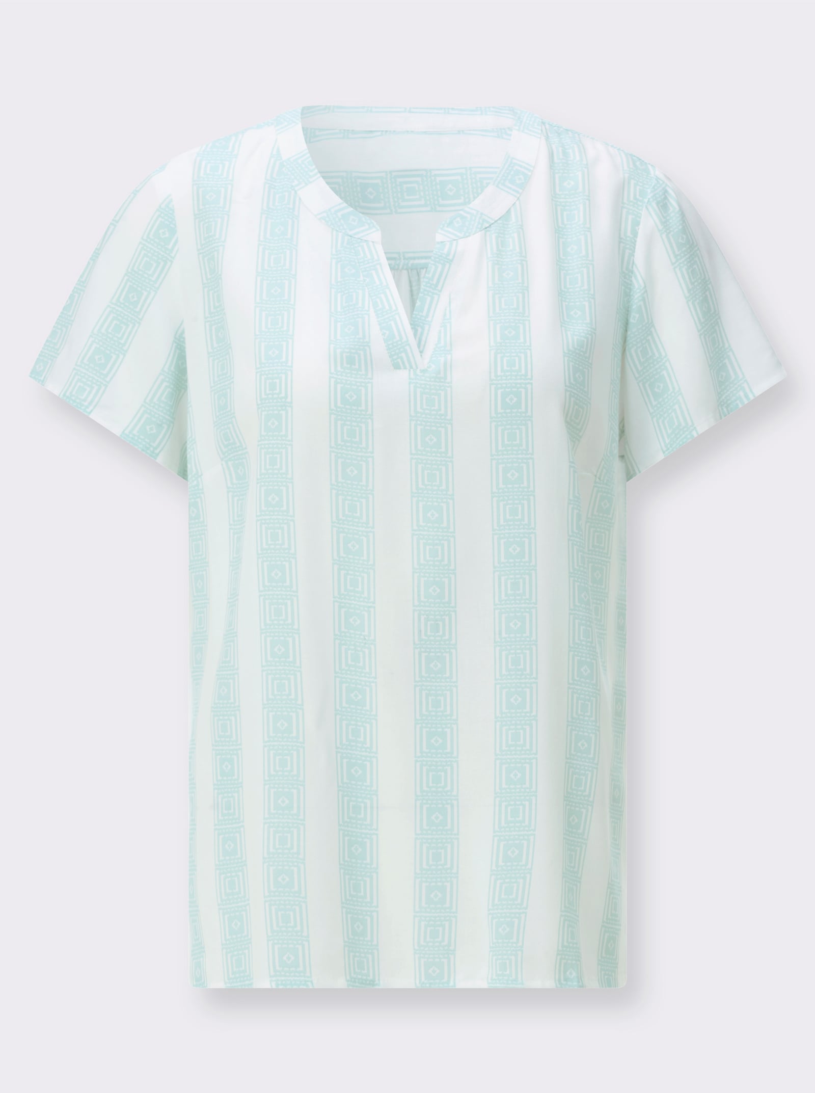 Kurzarmbluse mit Längsstreifen - kalkmint-weiß