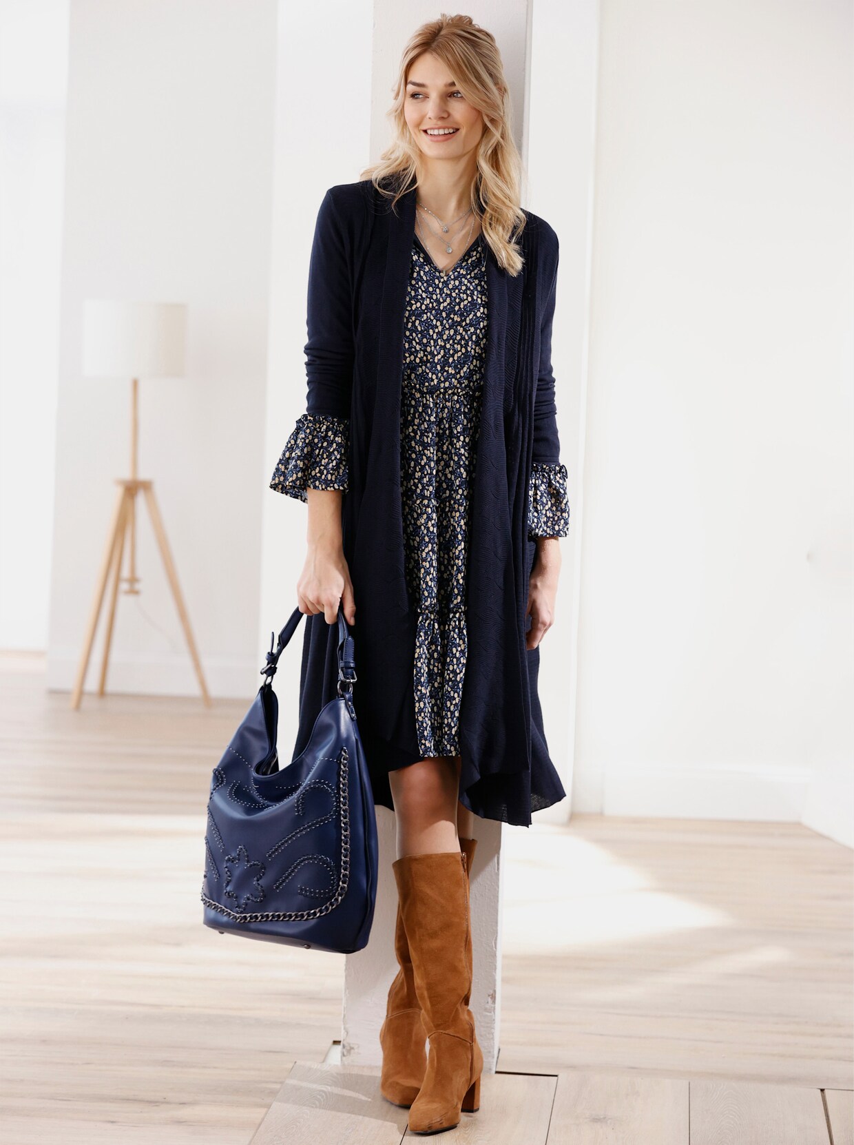 heine Long-Strickjacke - marine