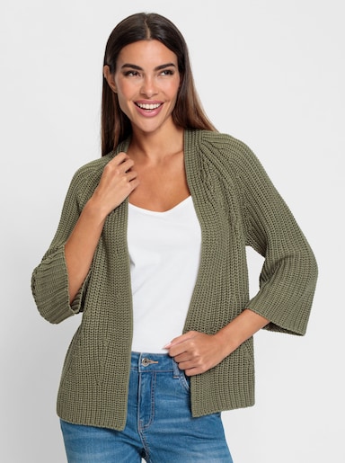heine Cardigan in offener Form - khaki