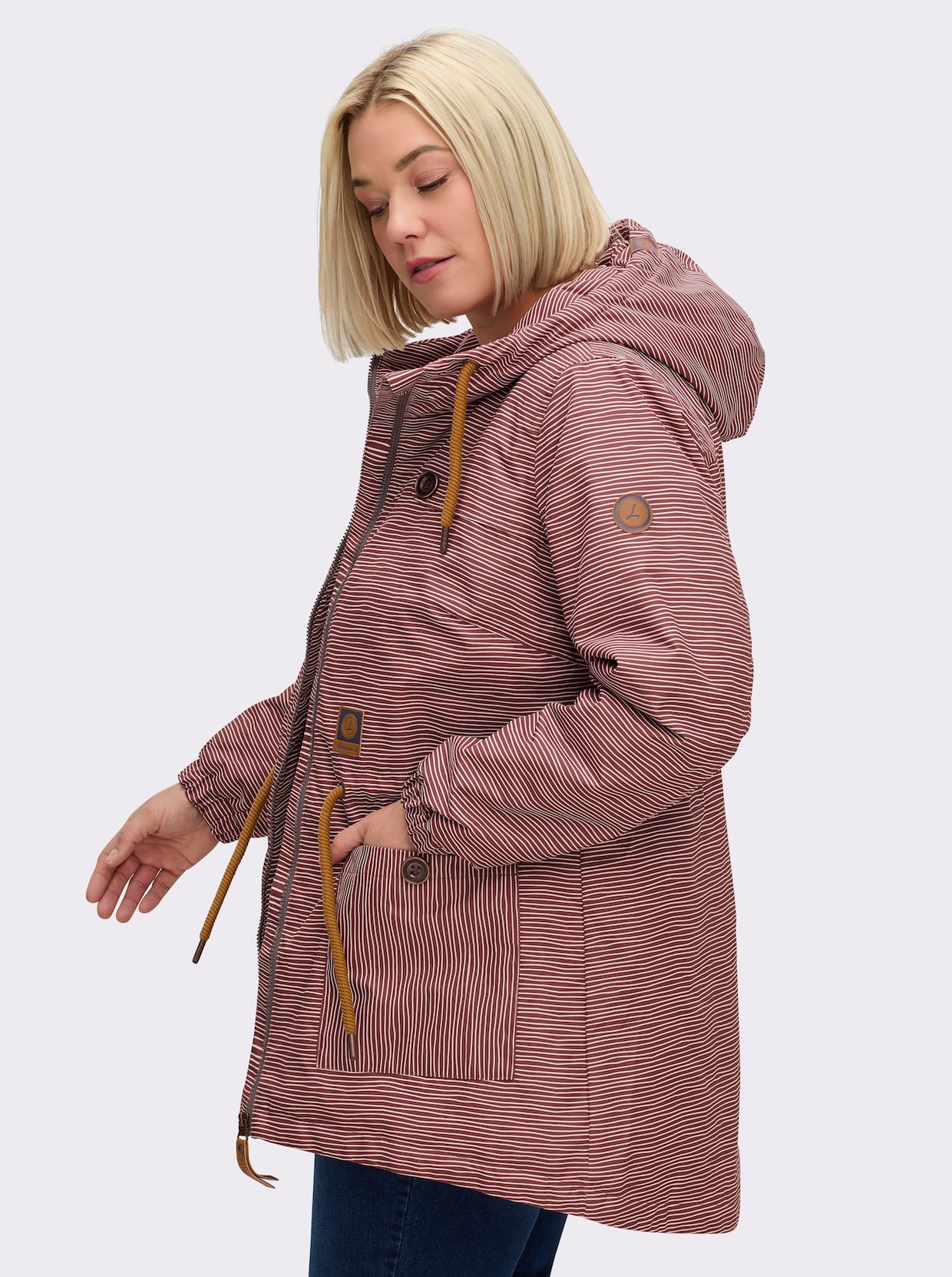 Jacke wind- und wasserabweisend - rostrot-weiß-geringelt