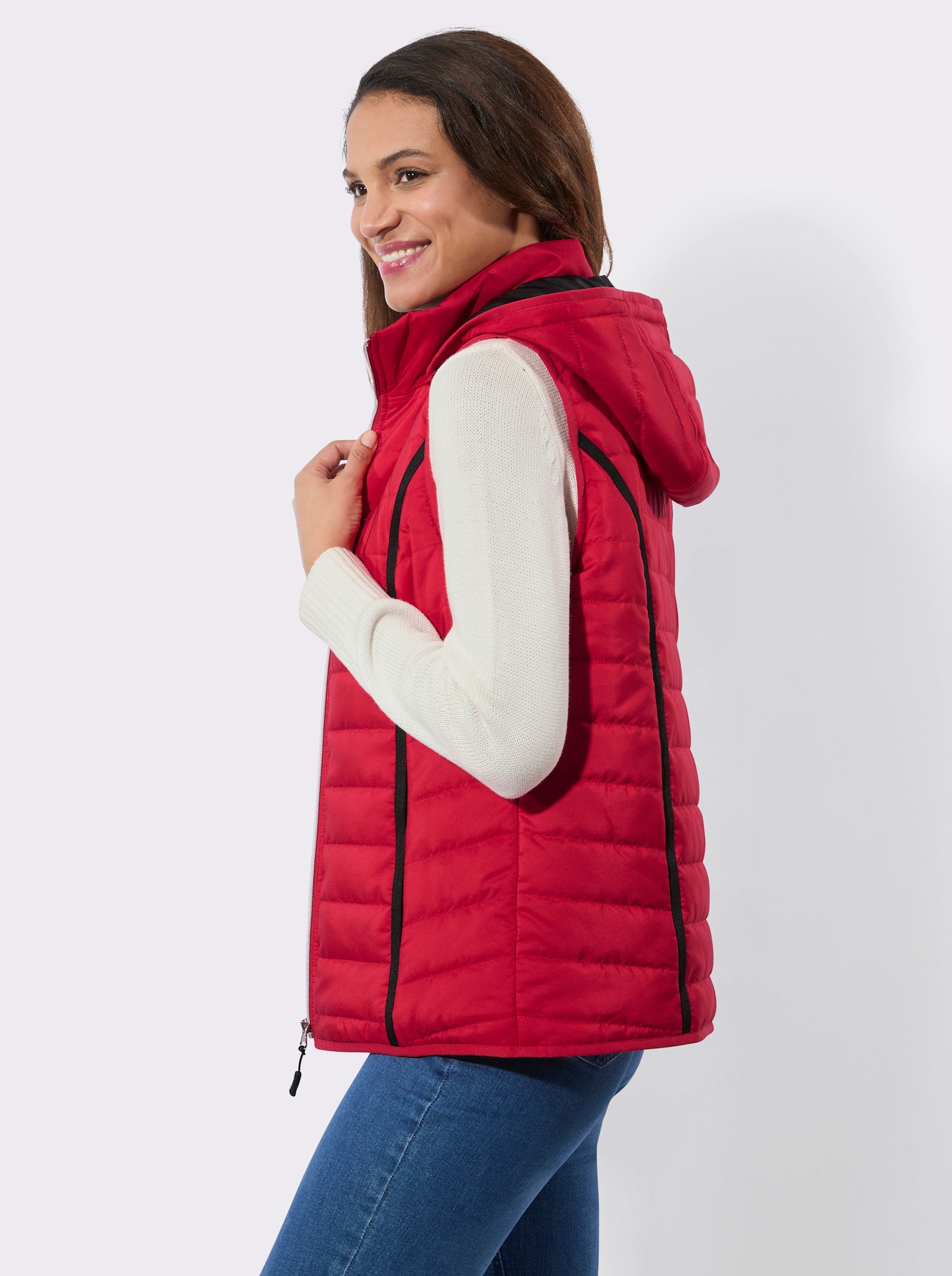 Steppweste mit abnehmbarer Kapuze - rot